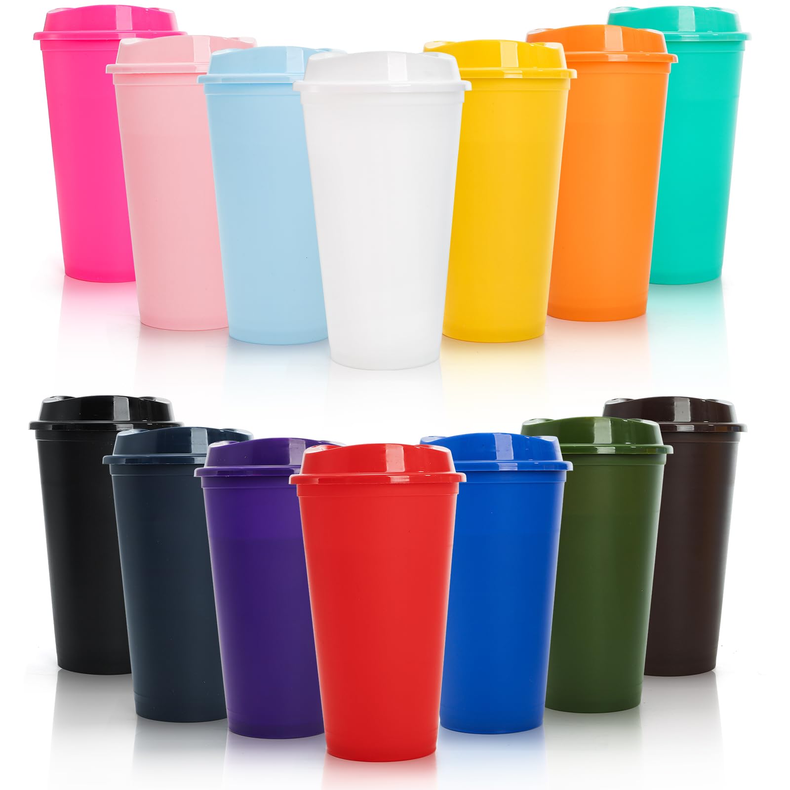 ZAVOOS 14 Pack Reusable Coffee Cups with Lids, 16 Oz