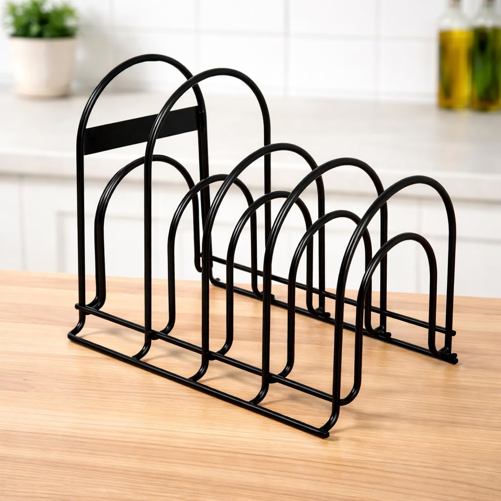 Livhomes Metal Kitchen Rack & Organizer Stand, Multipurpose Dish Drying And Storage Rack For Plates, Lids & Chopping Boards, Rus