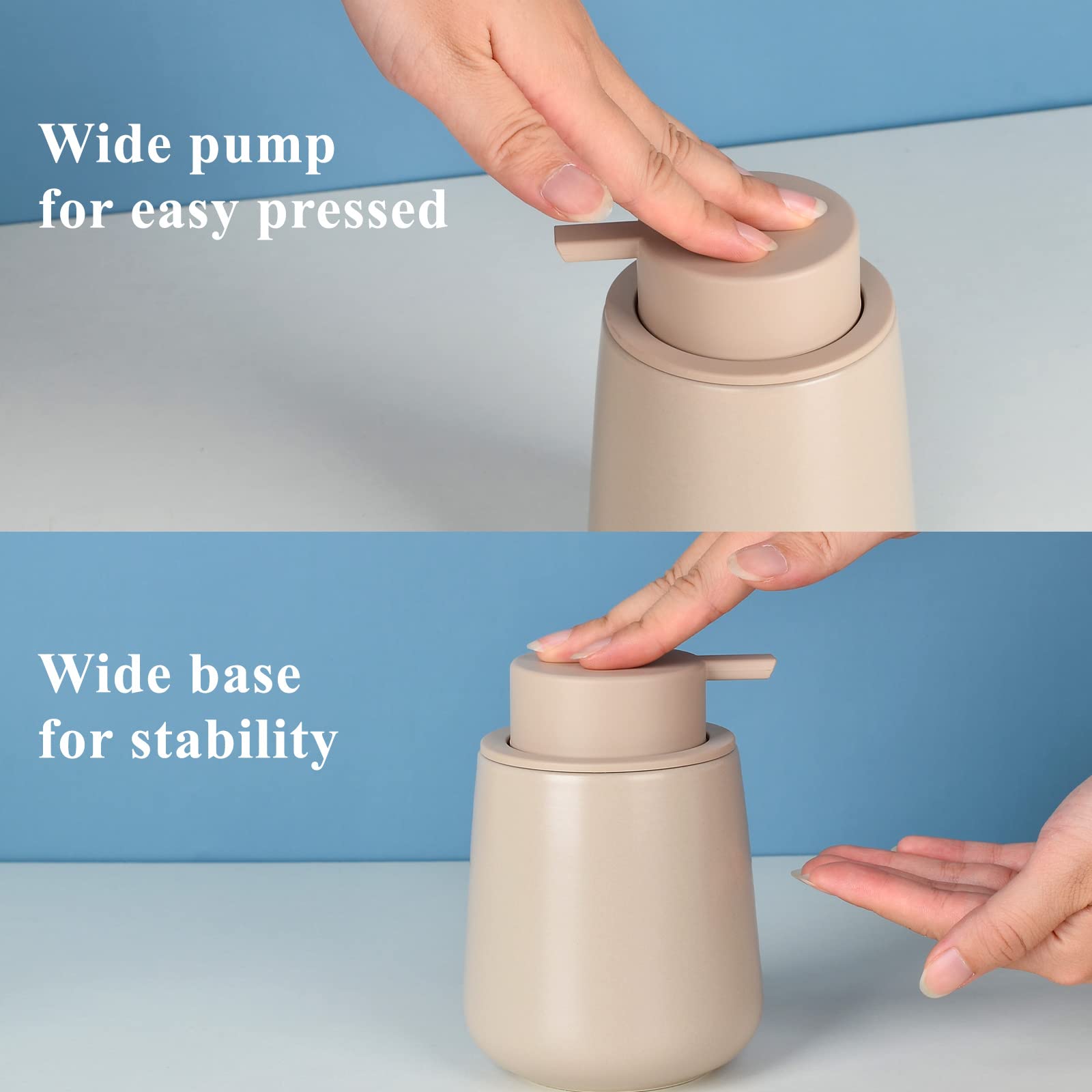 Bosilunlife Hand Soap Dispenser - Ceramic Hand Dish Soap Dispenser For Bathroom 12Ounce Refillable Liquid Hand Soap Dispenser Fo