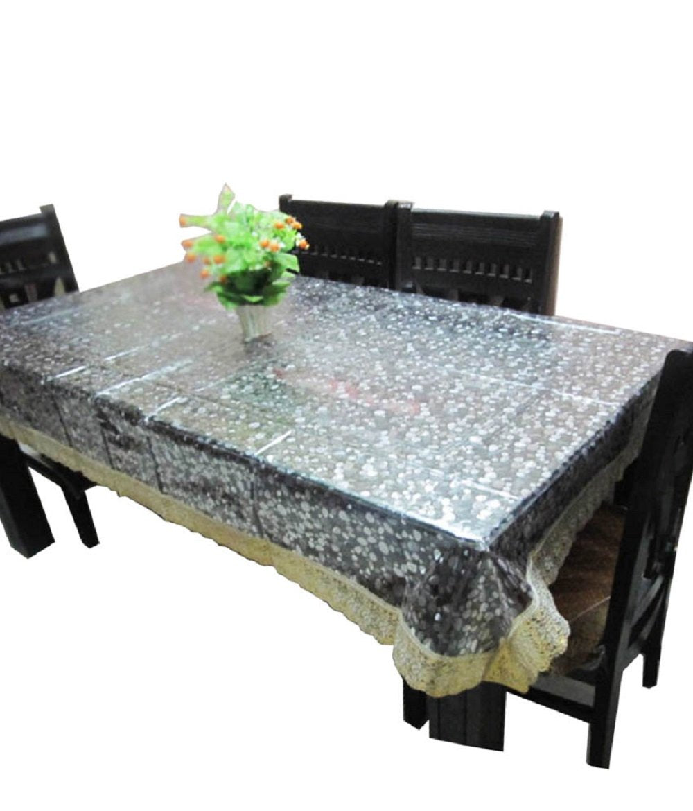 Kuber Industries PVC 6 Seater Transparent Dining Table Cover  Gold (KI000662_01) Pack of 1