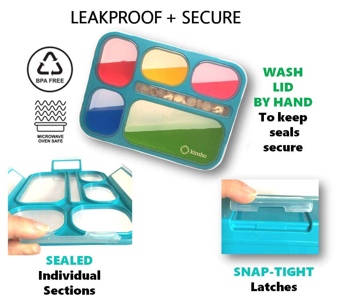 Bento-Box With Bag And Ice Pack Set. Lunch Boxes Snack Containers For Kids Boys Girls Adults. 6 Compartments, Leakproof Portion