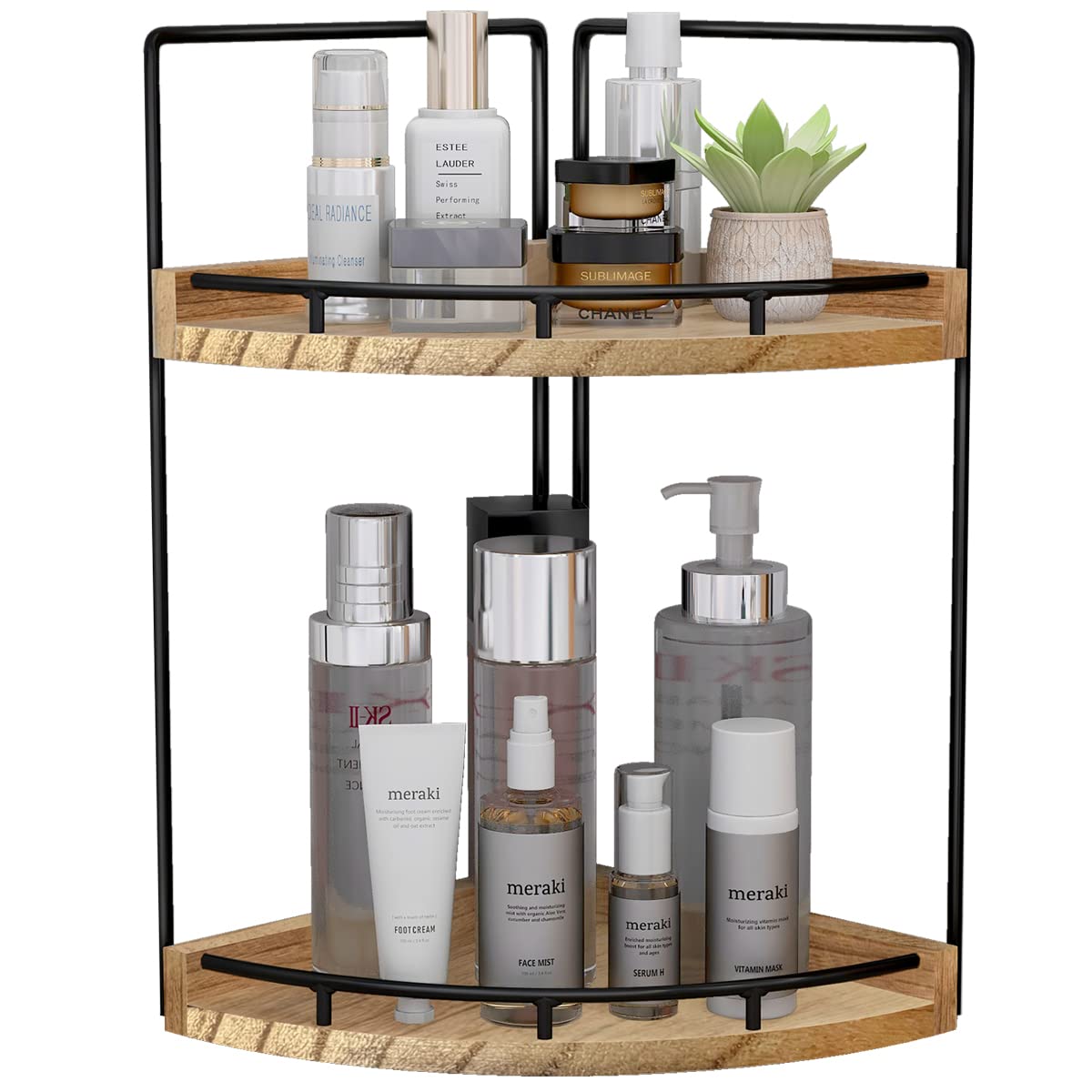 Dorhors 2-Tier Bathroom Counter Organizer,Vanity Counter Corner Shelf, Skincare, Wood Countertop Bathroom Storage And Organizati
