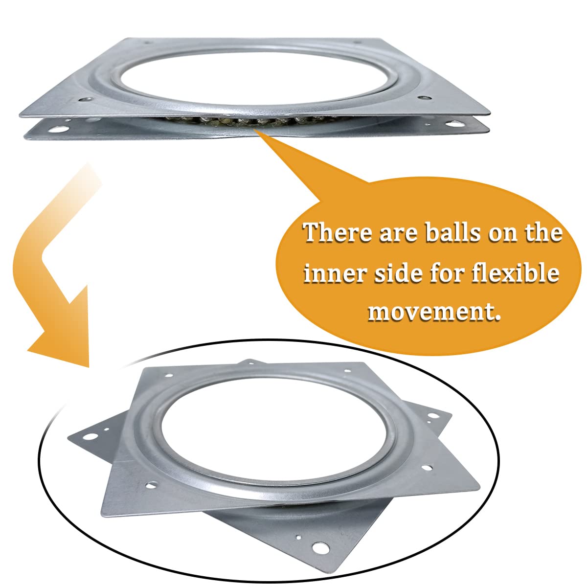 1 Pcs Of 6'' Inch Lazy Susan Turntable Bearings Hardware Square Rotating Bearing Plate For Serving Trays, Swivel Plate, Kitchen