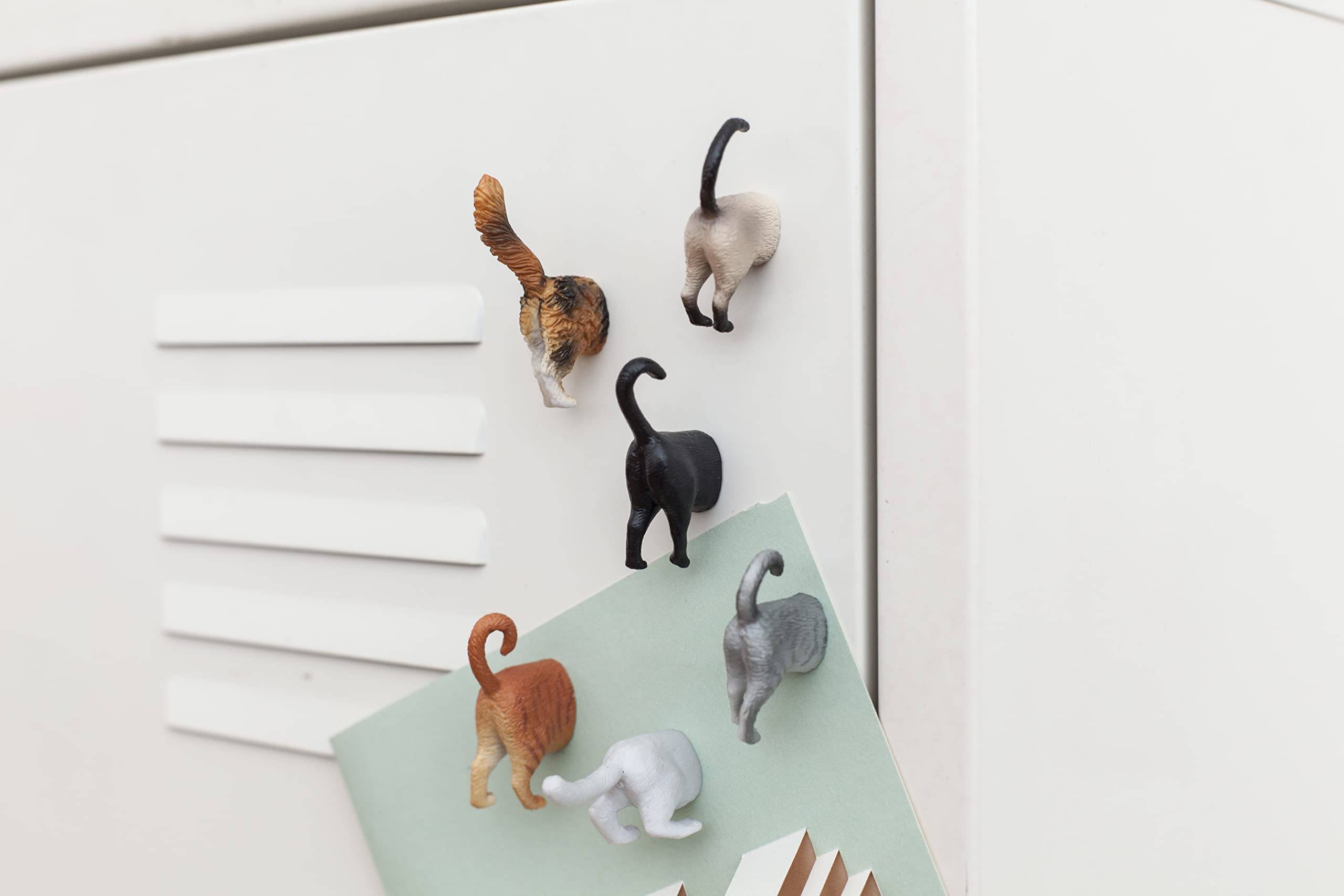 Kikkerland Magnetic Funny Cat Butt Refrigerator Decorative Magnets, Set Of 6, Novelty Gift, Cat Lovers