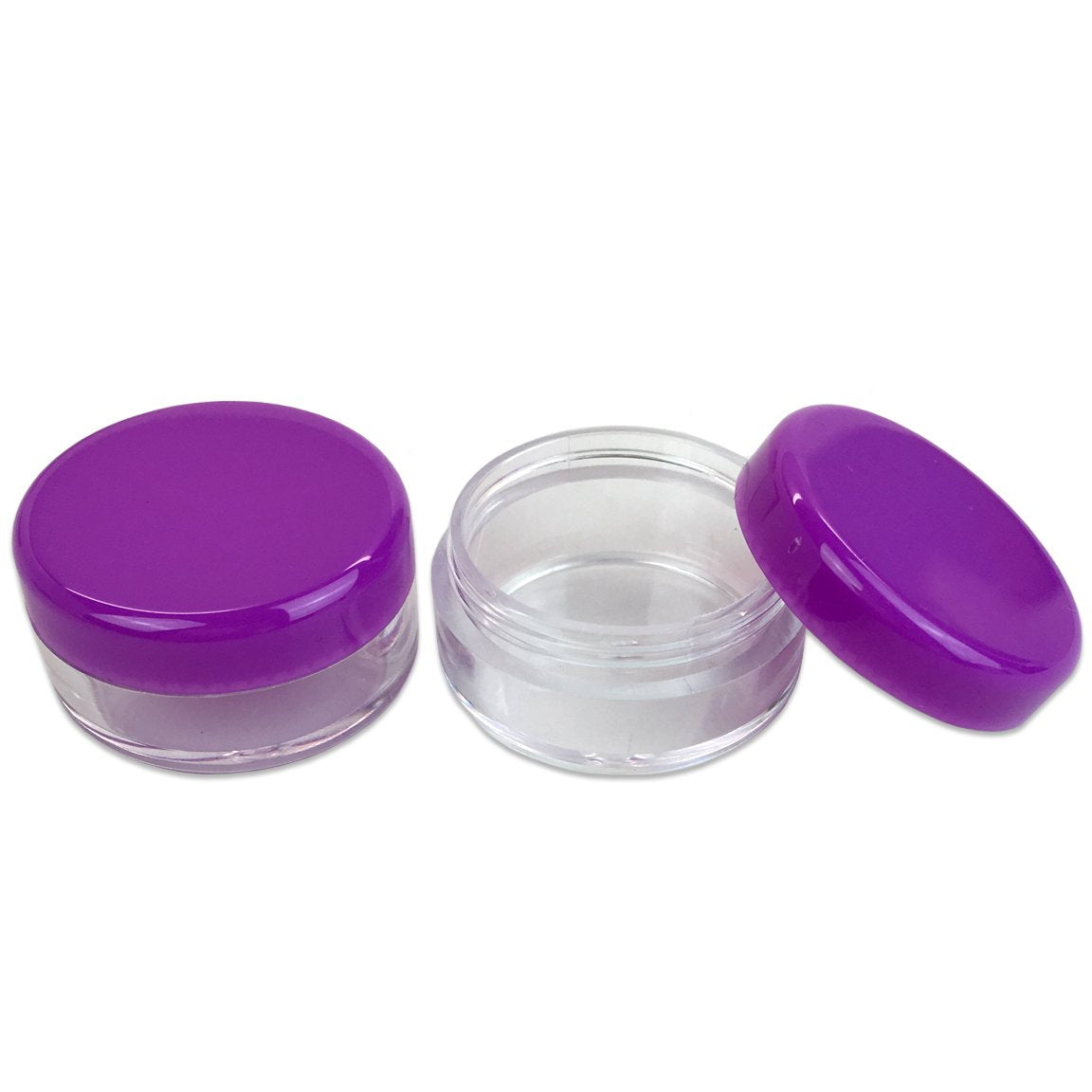Beauticom 5G/5Ml Round Clear Jars With Purple Lids For Jams, Honey, Cooking Oils, Herbs And Spices (Quantity: 100 Pieces)