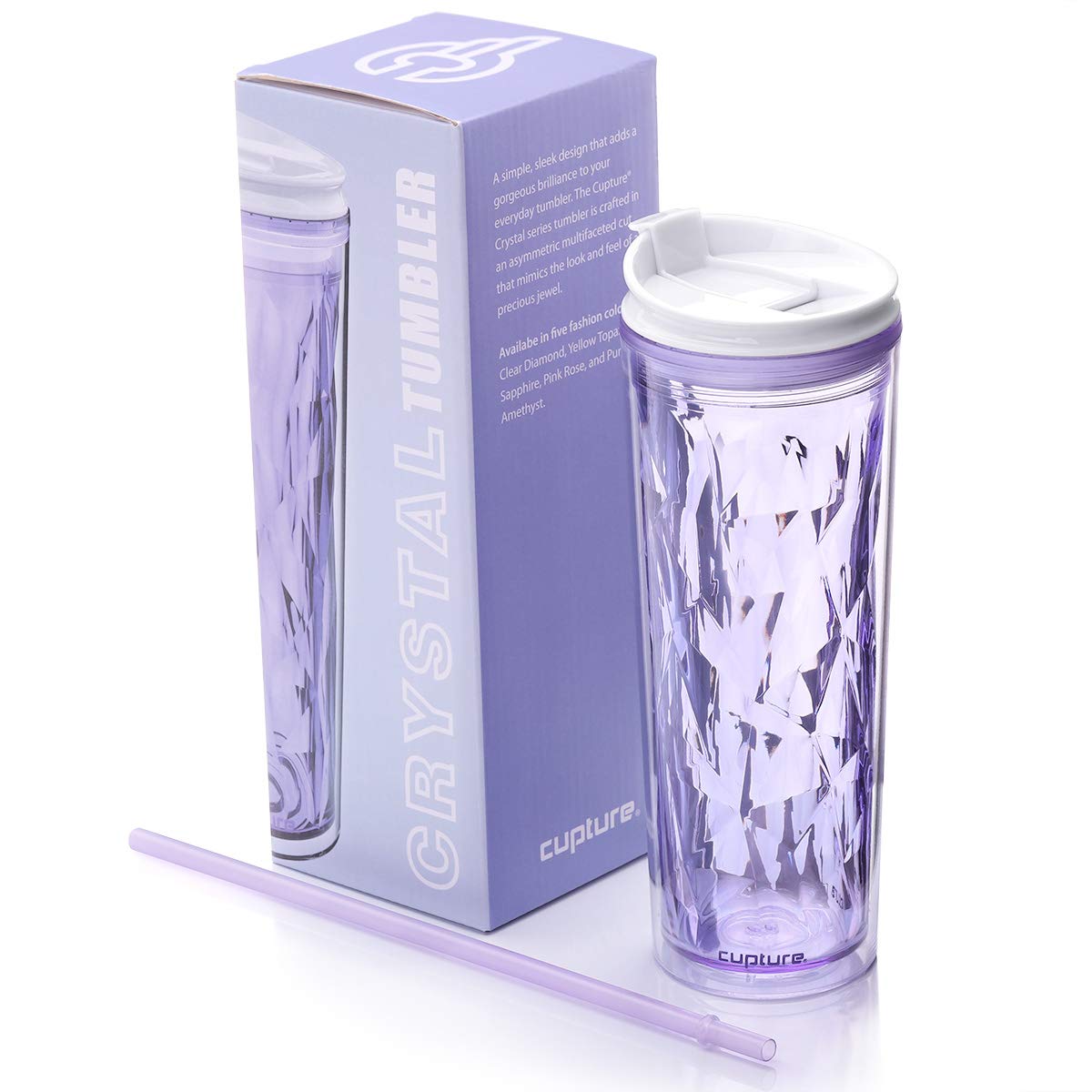 Cupture Crystal Click & Seal Shake Tumbler Cup For Hot Or Cold Drinks - 22 Oz (Purple Amethyst)