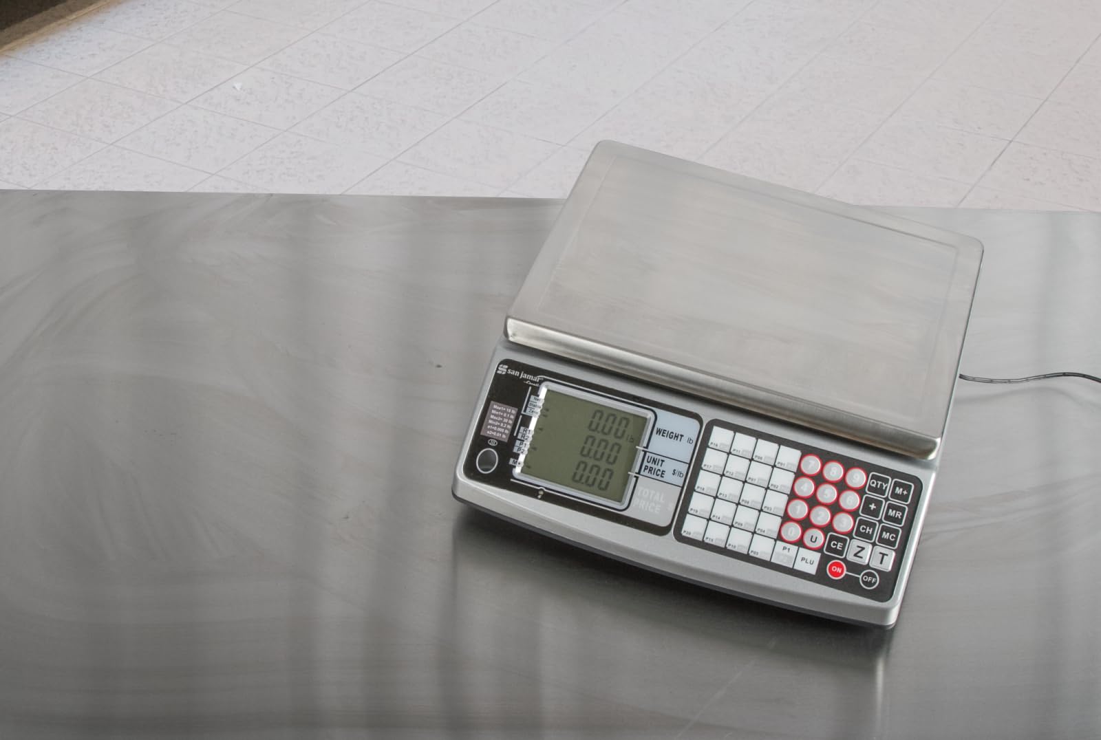 San Jamar Price Computing Scale SCDG30LFT - Commercial Food Scale with Dual Display, Legal for Trade, 30lb Capacity, Rechargeabl
