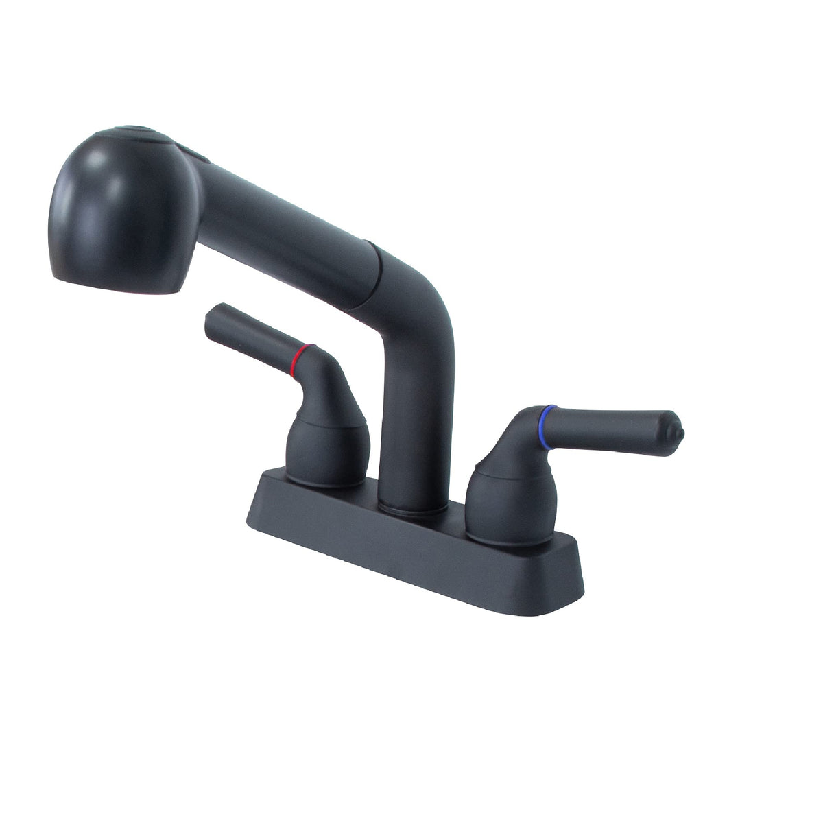 Js Jackson Supplies Dual Handle Pull Out Faucet, Black Finish, 4 Inch Center Set, Universal Utility Sink Or Laundry Tub Abs Plas