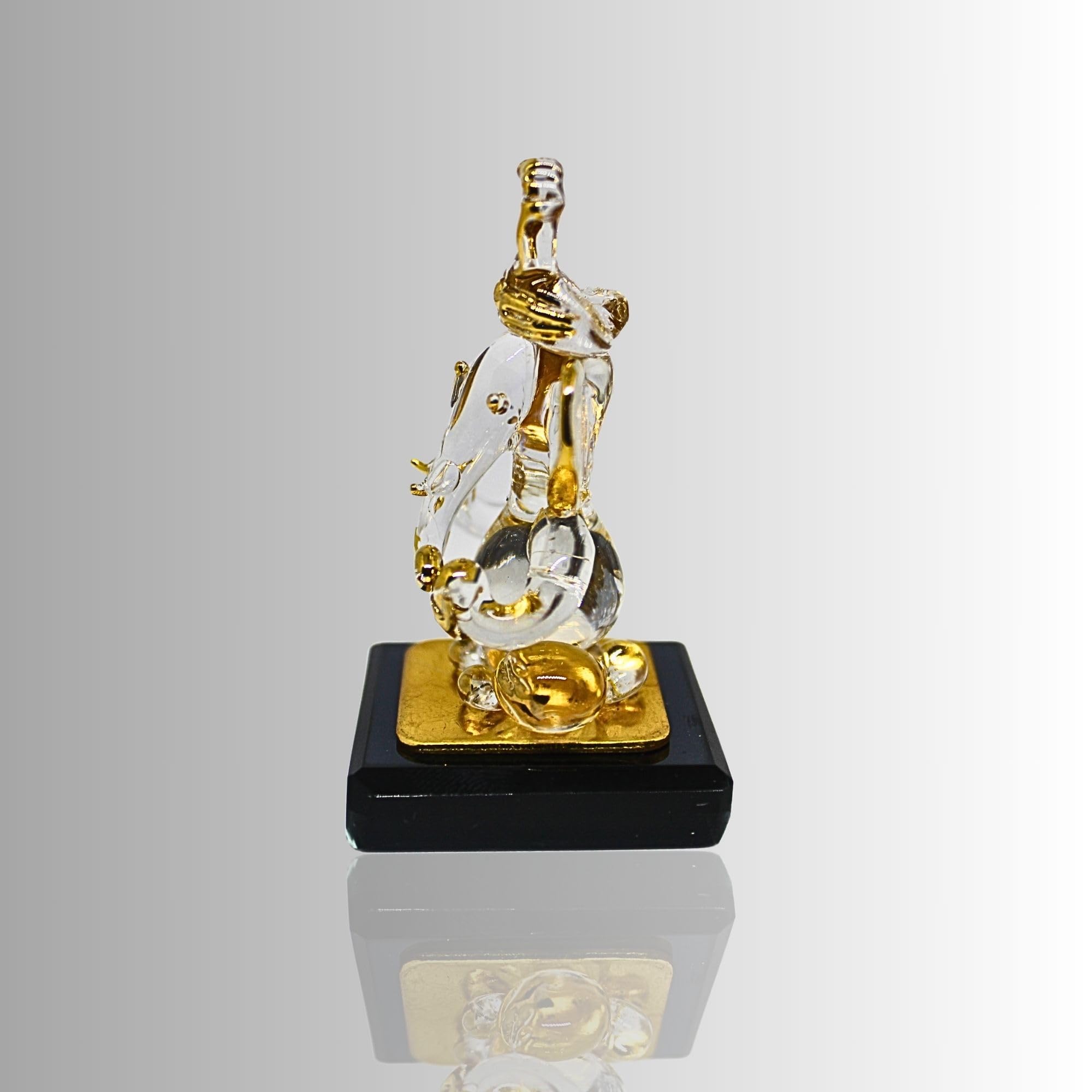 Rueca Ganesh Idol For Car Dashboard Cute Small Gold Plated Crystal Glass Lord Ganesha God Vinayaka Statue For Temple Decor (Desi