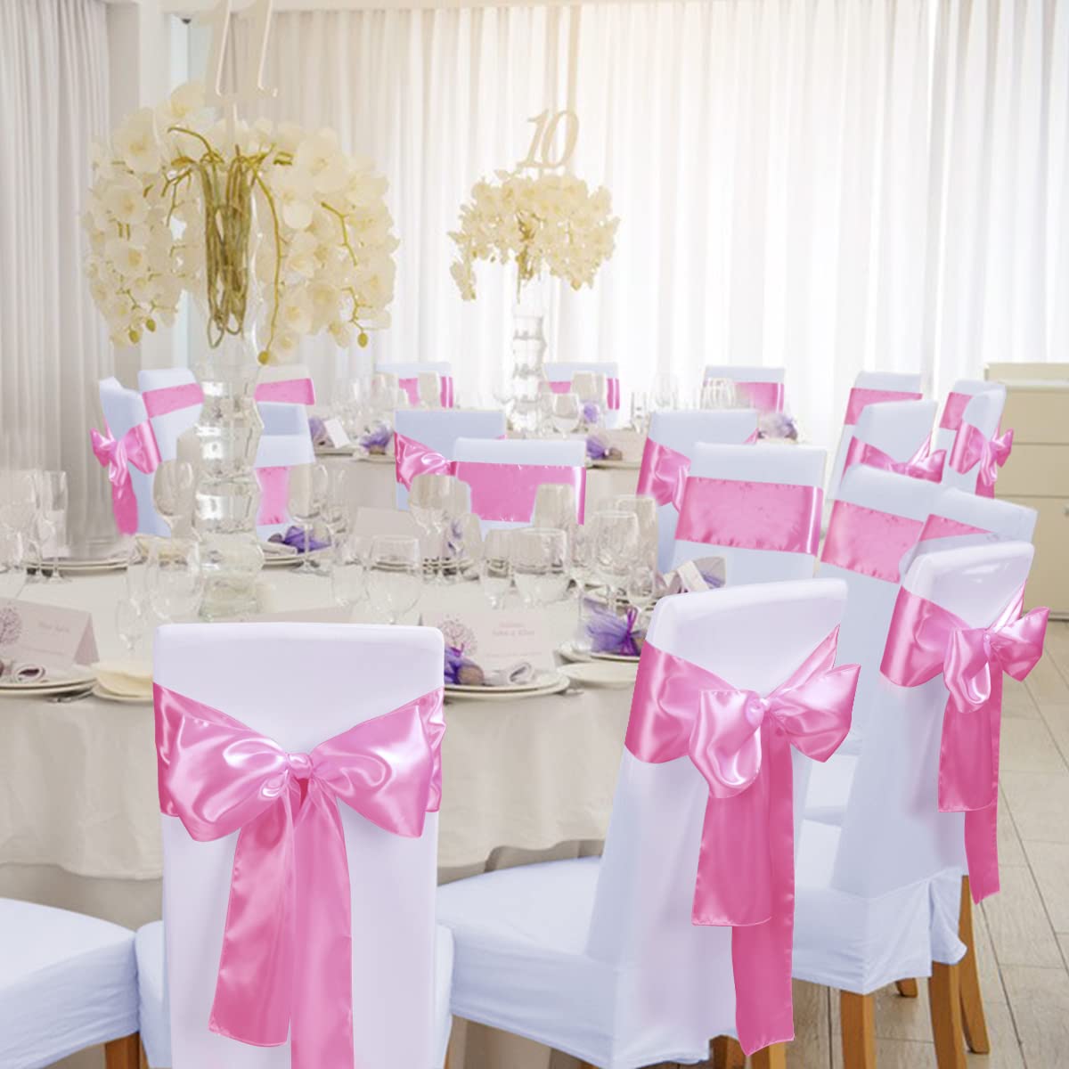Babenest Satin Chair Sashes Ties Upgraded 10 pcs Chair Ribbons Bows for Wedding Banquet Party Easter Christmas Baby Shower Event