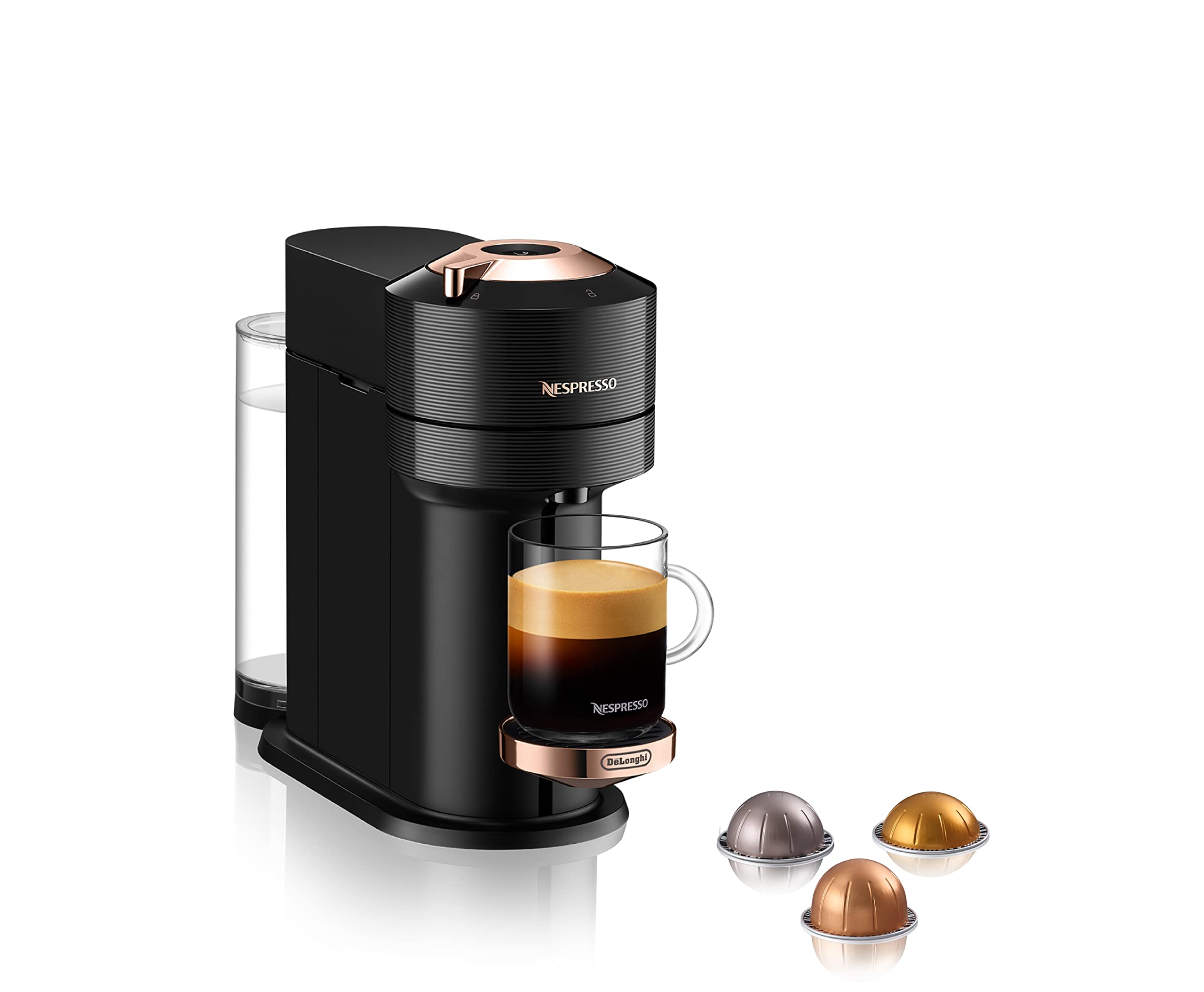 Nespresso Vertuo Next Coffee And Espresso Machine By De'Longhi, Black With Rose Gold