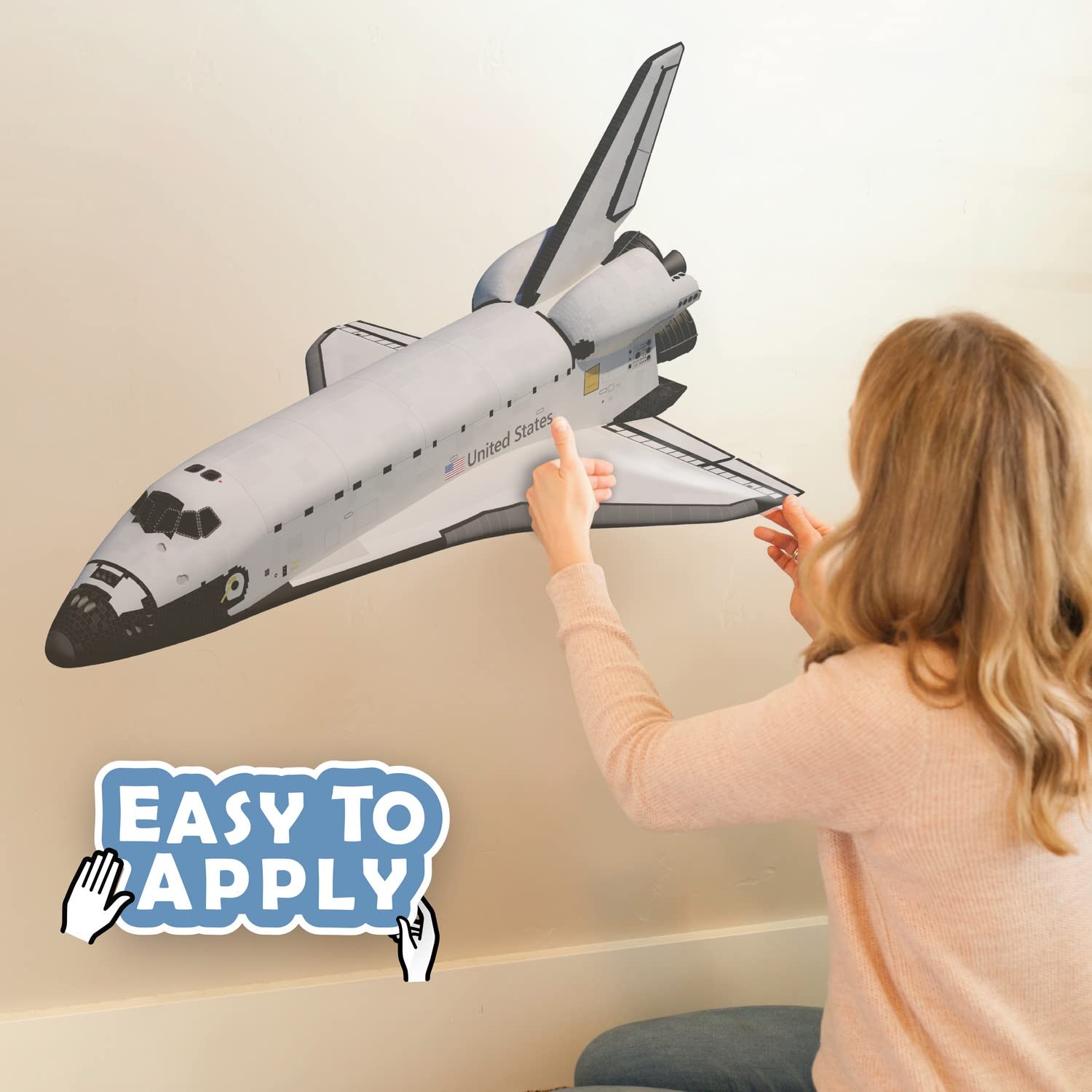Wall Palz Nasa Space Shuttle Wall Decal - Spaceship Bedroom Decor With 3D Augmented Reality Interaction - 26'' Space Shuttle Roo