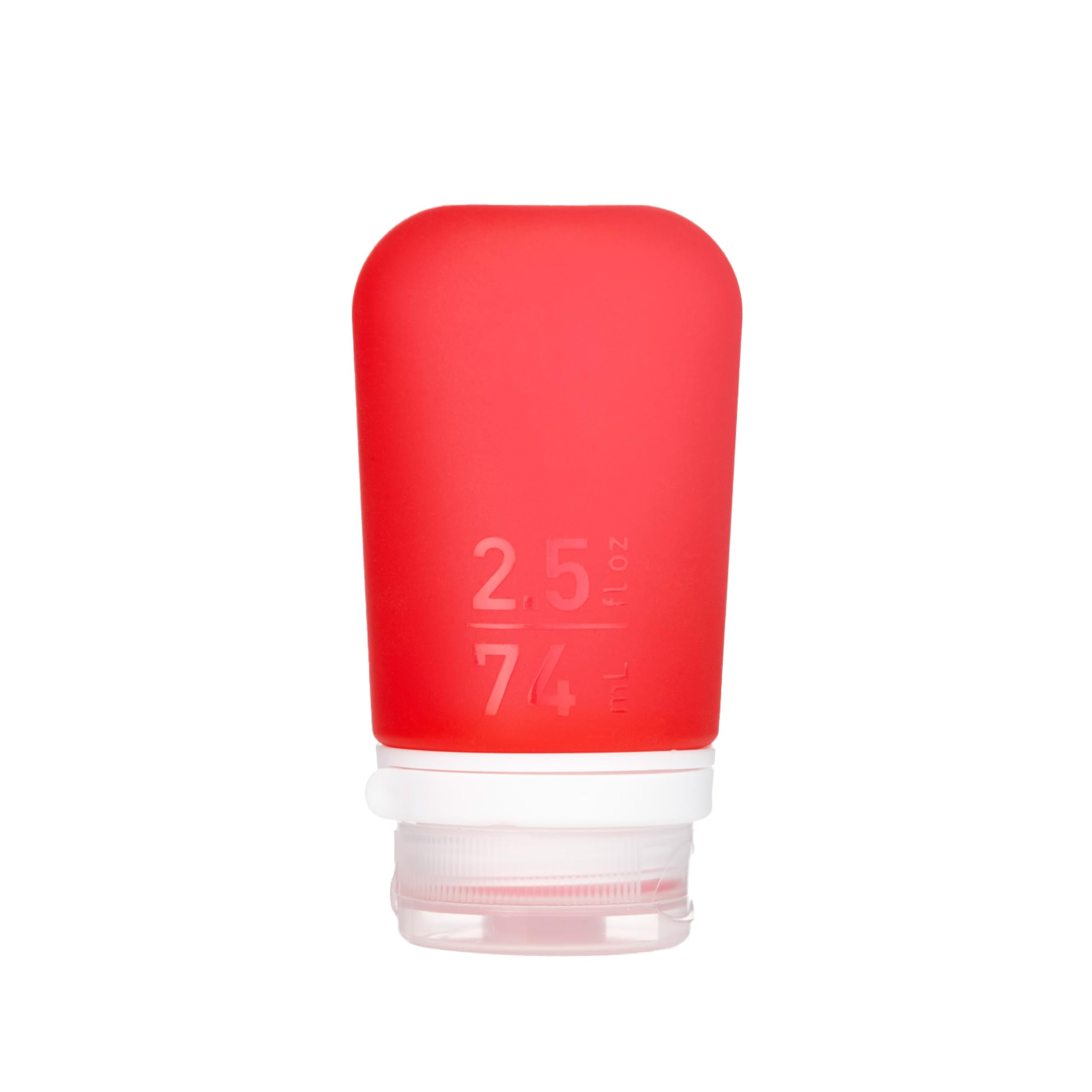 humangear GoToob+ (Medium) | Refillable Silicone Travel Bottle | Locking Lid | Food-Safe Material | Red, Medium (2.5 fl.oz.; 74m