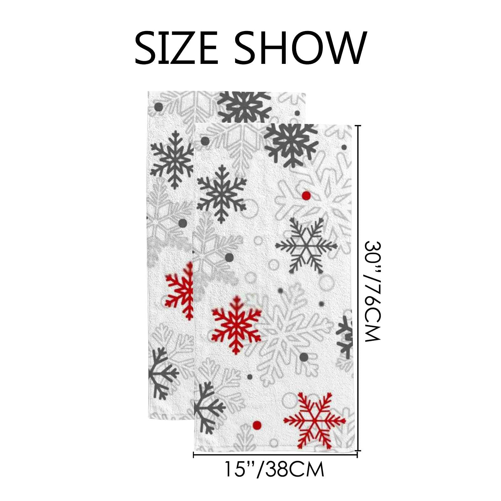 Vantaso Bath Hand Towels Set Of 2 Christmas Gray Red Snowflakes Soft And Absorbent Washcloths Kitchen Hand Towel For Bathroom Ho