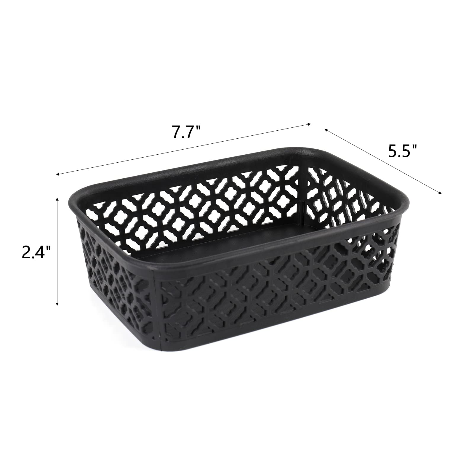 Zeayea 9 Pack Small Plastic Storage Baskets, Woven Design, Sturdy, Black, Gray, White, 7.7'' L X 5.5'' W X 2.4'' H