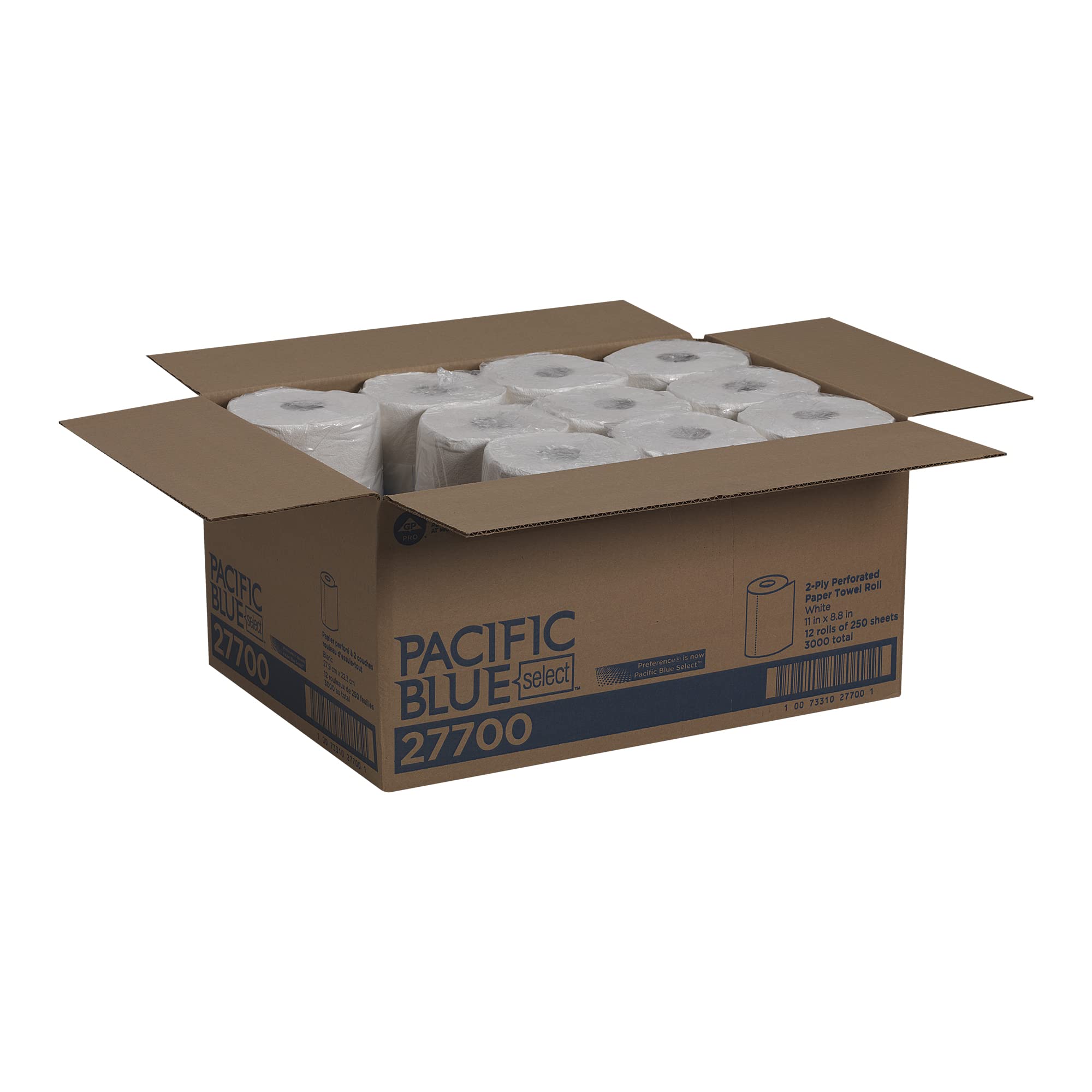 Georgia-Pacific Pacific Blue Select 2-Ply Perforated Roll Paper Towel (Previously Branded Preference), White, 27700, 250 Sheets