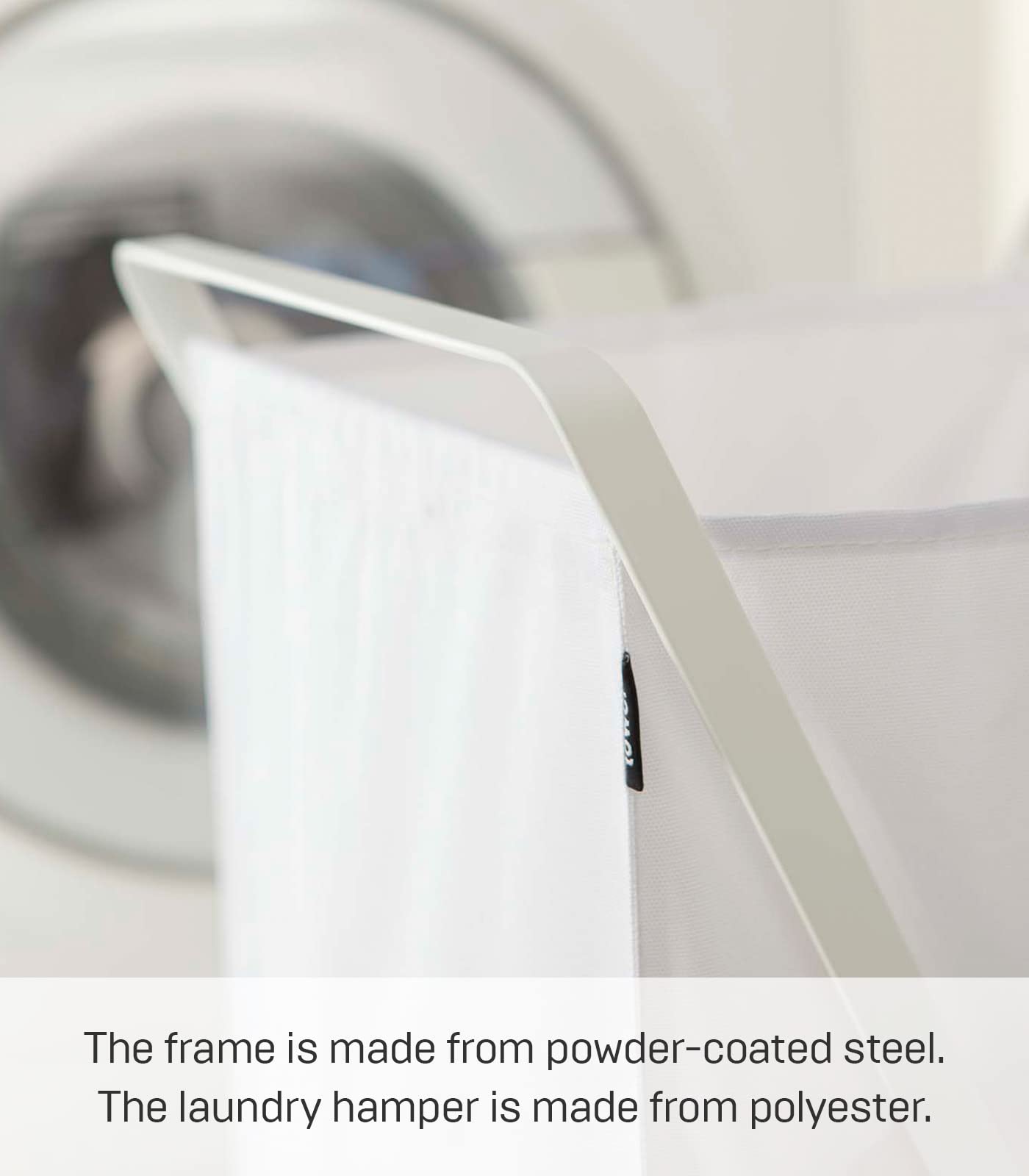 Yamazaki Home Laundry Basket - Foldable Storage Hamper Organizer Steel One Size White