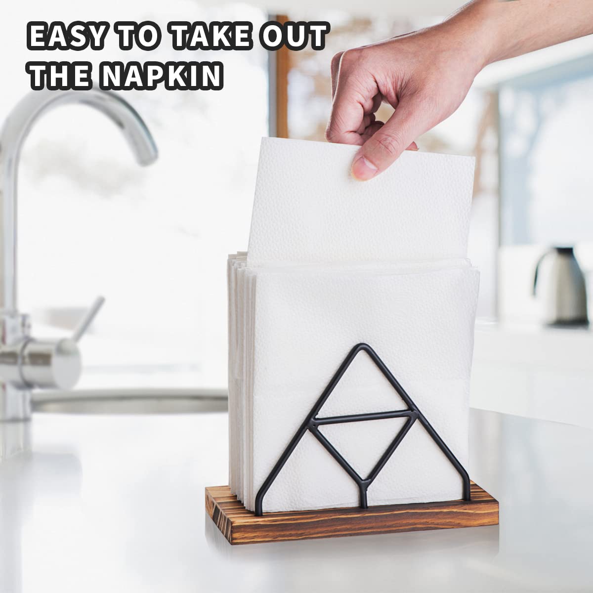 Choxila Napkin Holder For Table, Napkin Dispenser With Black Metal Wire For Modern Farmhouse Decor Restaurant Kitchen Decor