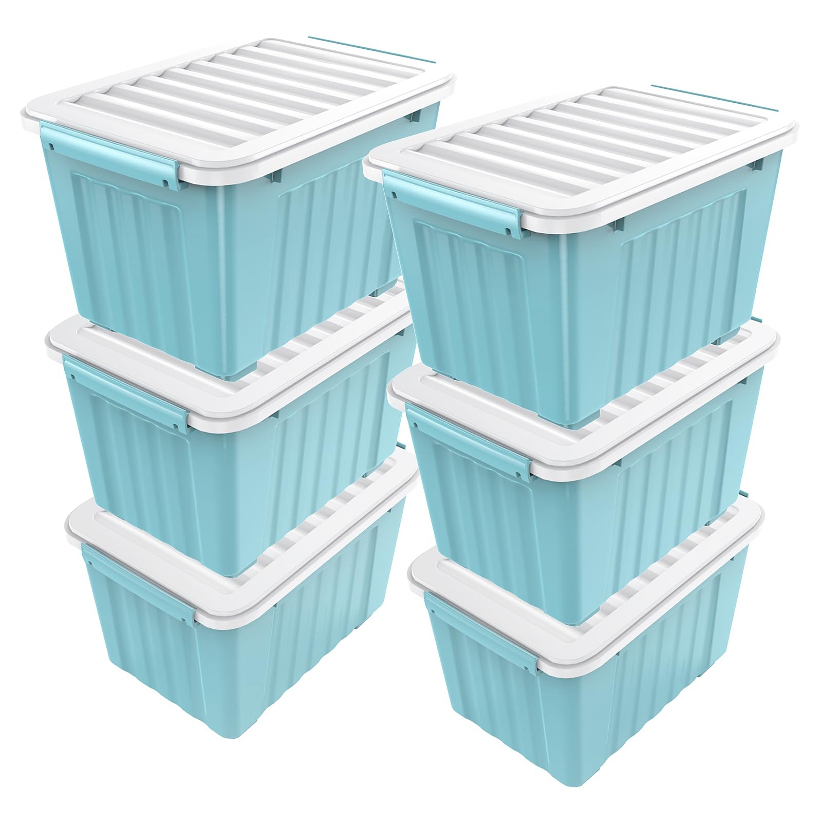 Nazhura 72 Quart Plastic Storage Bin, Stackable And Nestable Storage Boxes With Lids And Secure Latching Buckles, Large Storage