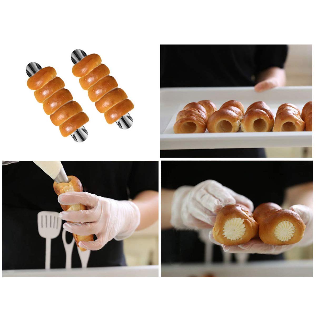 Spadorive Cannoli Tubes, 5 Inch Large Stainless Steel Cannoli Forms Non-Stick Cream Horn Danish Pastry Molds For Croissant Shell