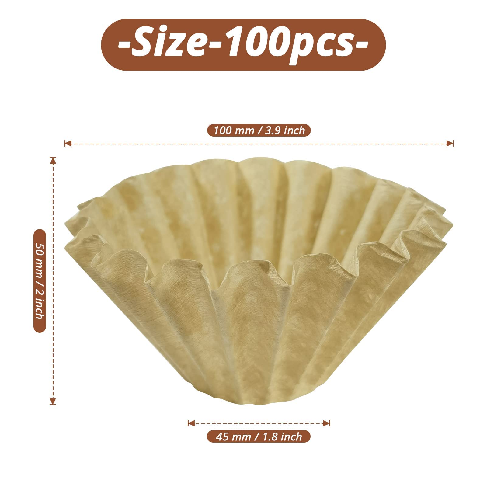 Sihuuu 100 Pcs Coffee Filters, 1-4 Cup Basket Coffee Filters, Natural Brown Unbleached Basket Filters Paper For Home, Office Sin