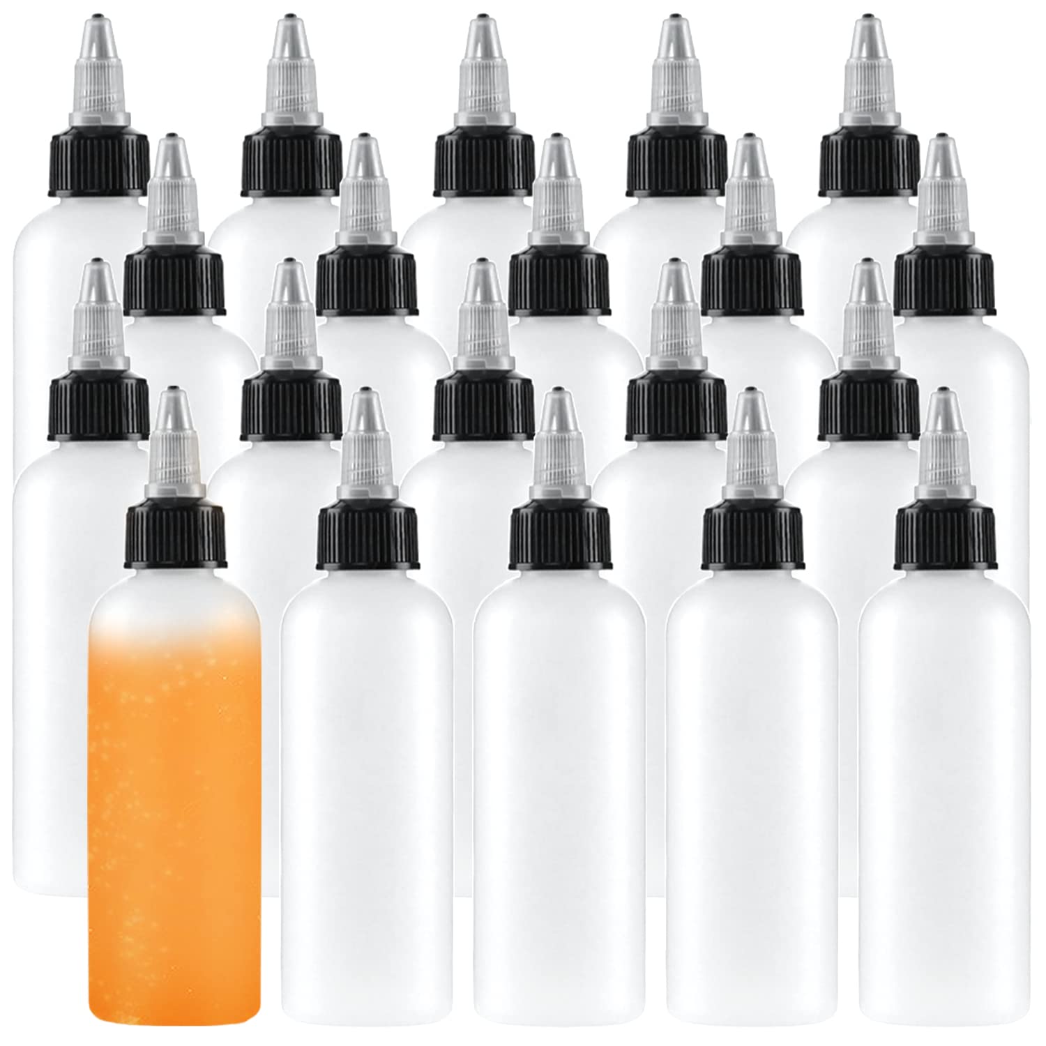 Uyuxxu 20 Pack 4Oz Boston Squeeze Bottles,Clear Dispensing Bottles With Twist Top Cap,Plastic Squeeze Bottles For Crafts,Kitchen