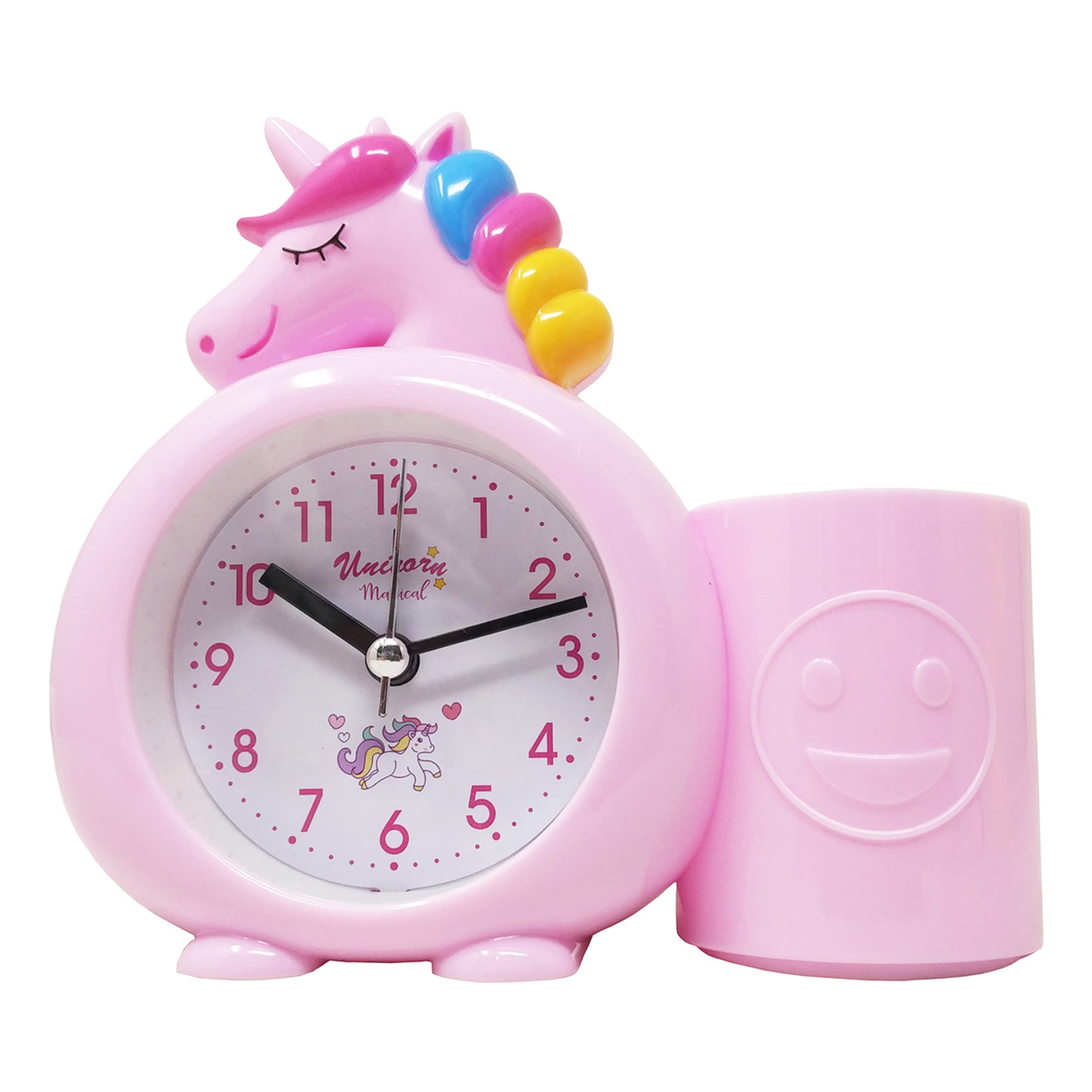 Parteet Analog Alarm Clock With Pen Holder For Kids Bedroom Unicorn Alarm Watch For Girls Loud Bell Alarm Table Clock For Heavy 