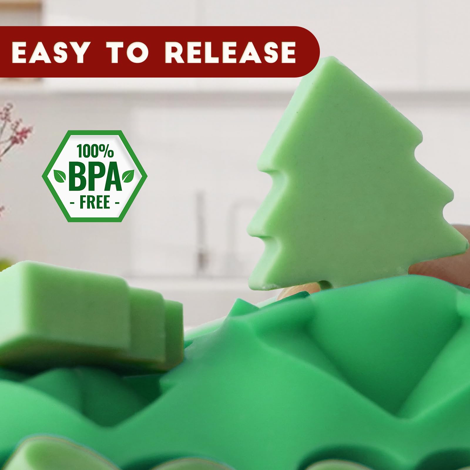 Christmas Mini Candy Molds with Xmas Tree and Gingerbread Man Shaped, 152 Cavity Non-Stick Food Grade DIY Handmade Set for Gummy