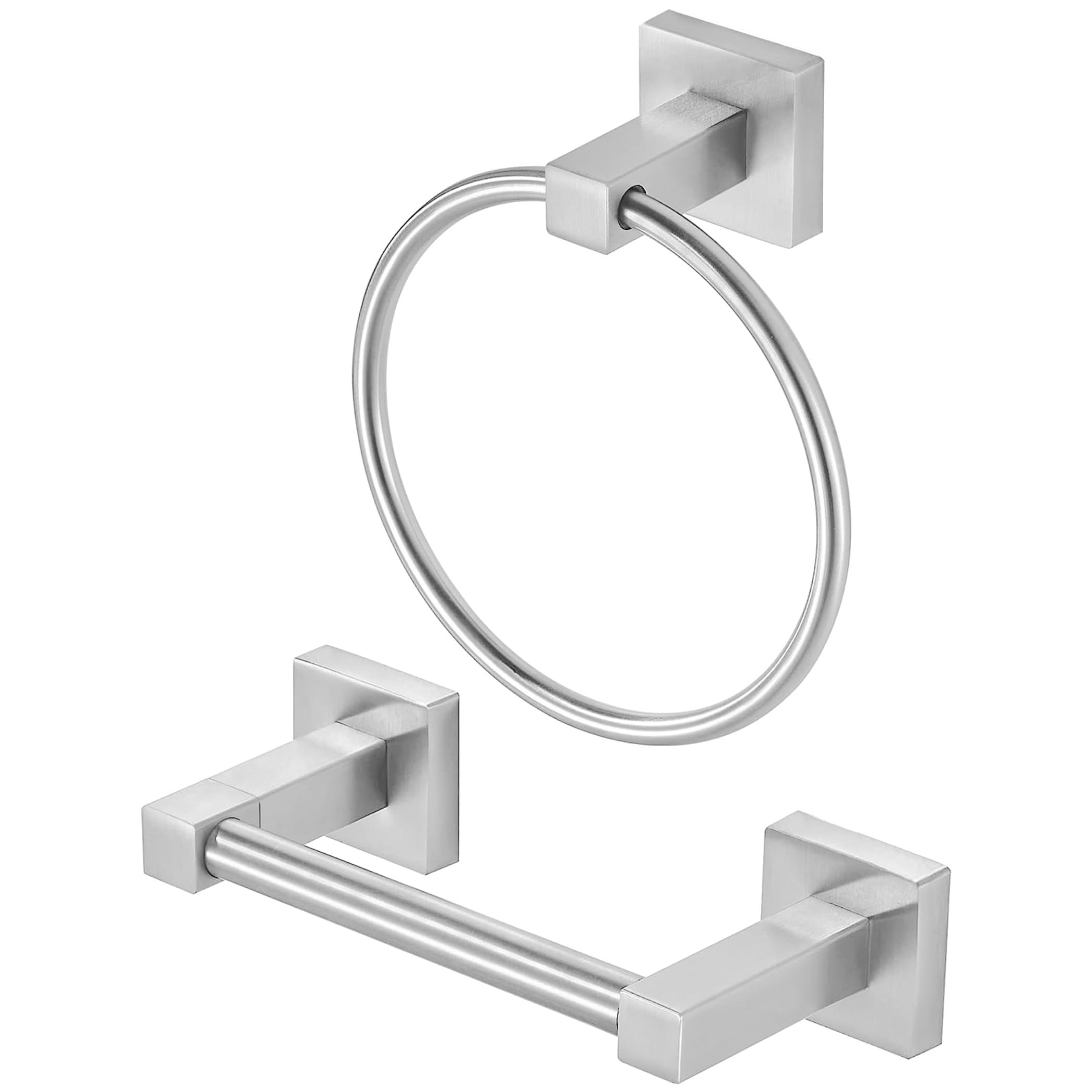 Wolibeer Brushed Nickel Toilet Paper Holder Towel Ring,Bathroom Hand Towel Holder Toilet Roll Holder Wall Mounted,Modern Bath Ha