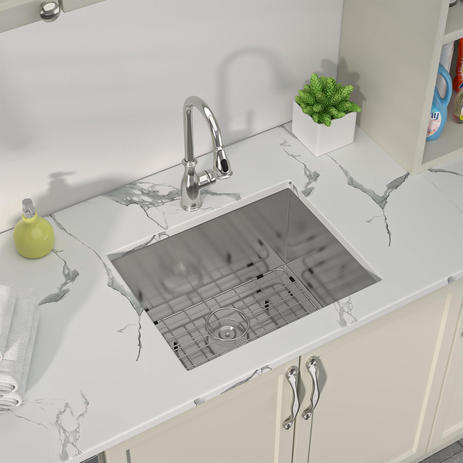 Sarlai 23 Undermount Laundry Sink - 23X18X12 Inch Undermount Utility Sink Rectangular Deep Single Bowl 16 Gauge Stainless Steel