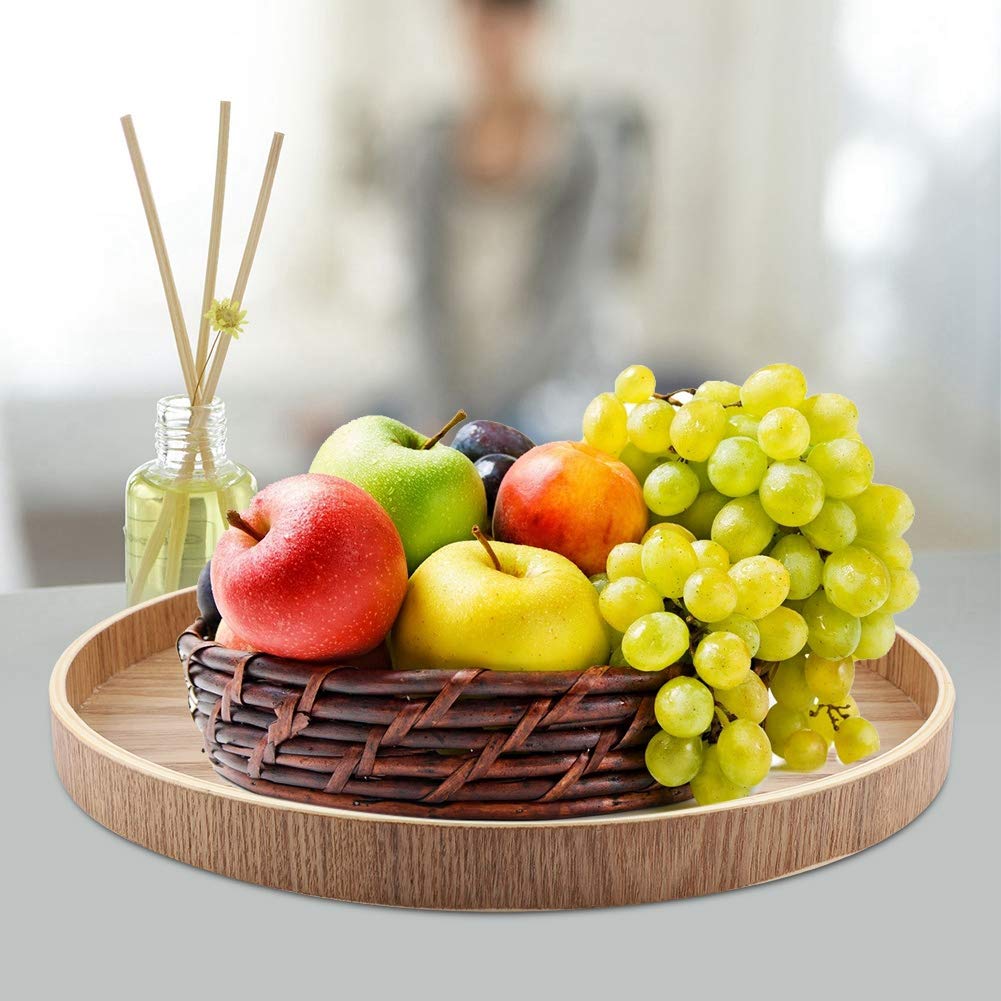 Wooden Plates Round Dinner Plates, Wooden Serving Tray Appetizer Charcuterie Board Round Wood Tray For Home Decor, Food, Vegetab