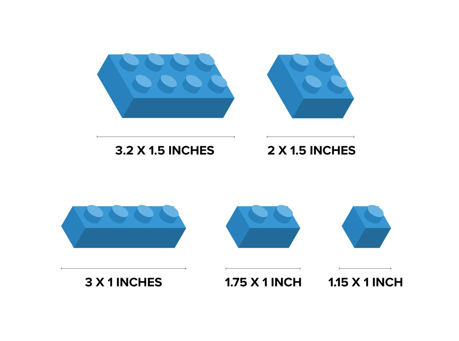 Sunny Decals Mini- Building Block Bricks Fabric Wall Decals, Set Of 98 Blocks In 4 Colors - Removable, Reusable, Respositionable