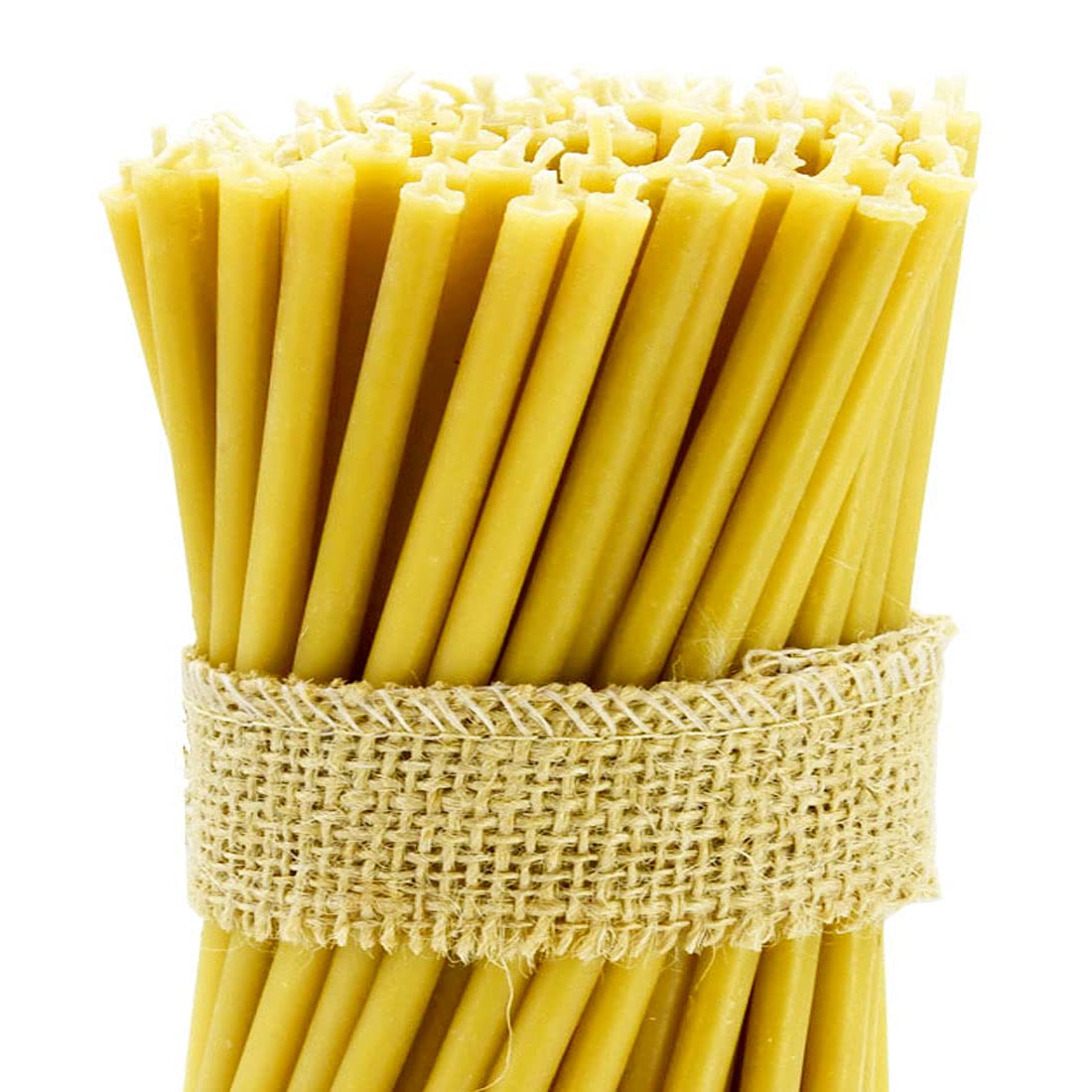DEYBBY Beeswax Orthodox Candles - 50 Count Beeswax Candles Set - Dripless and Smokeless Mini Thin Organic Beeswax Taper Candles 