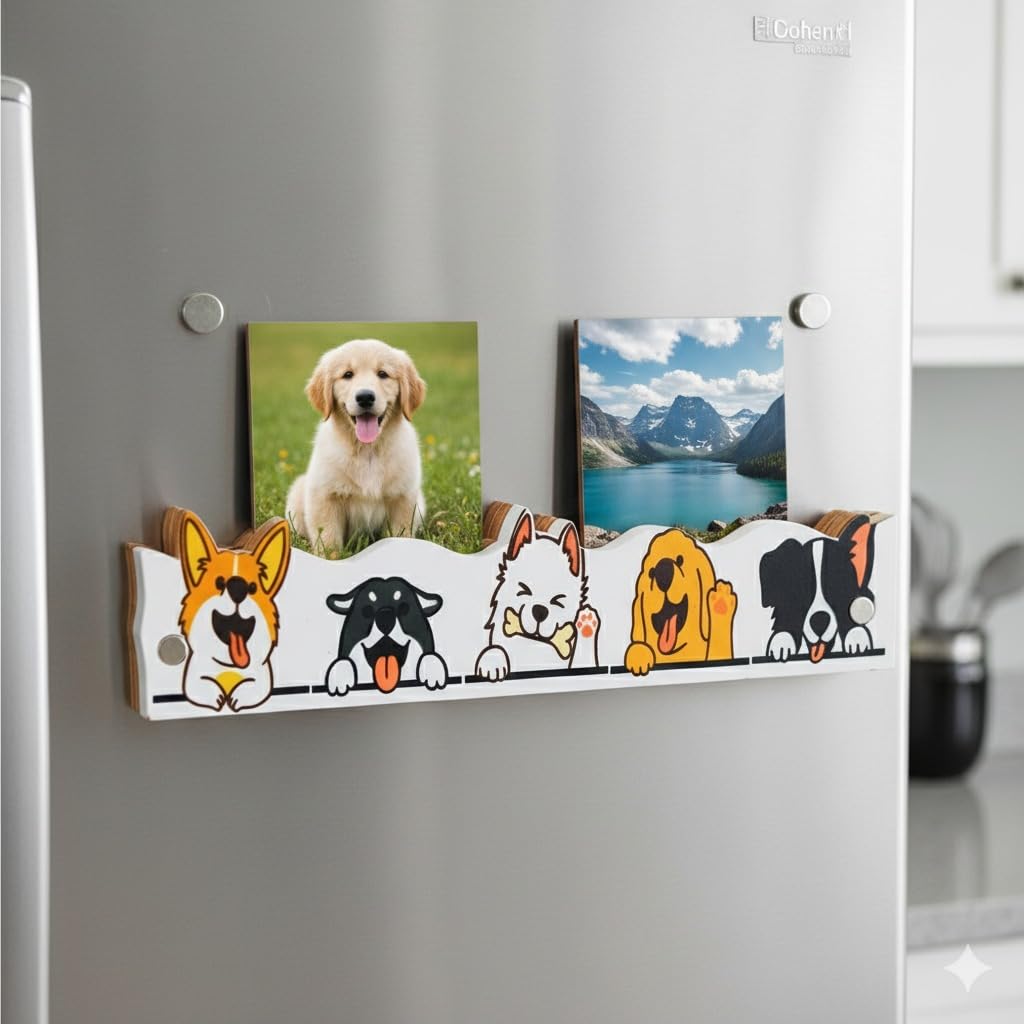 Boenjoy Gifts- Cute Dog Magnetic Photo Frame Stand For Fridge | Cute Animal Design | Photo Holder For Refrigerator, Office & Hom
