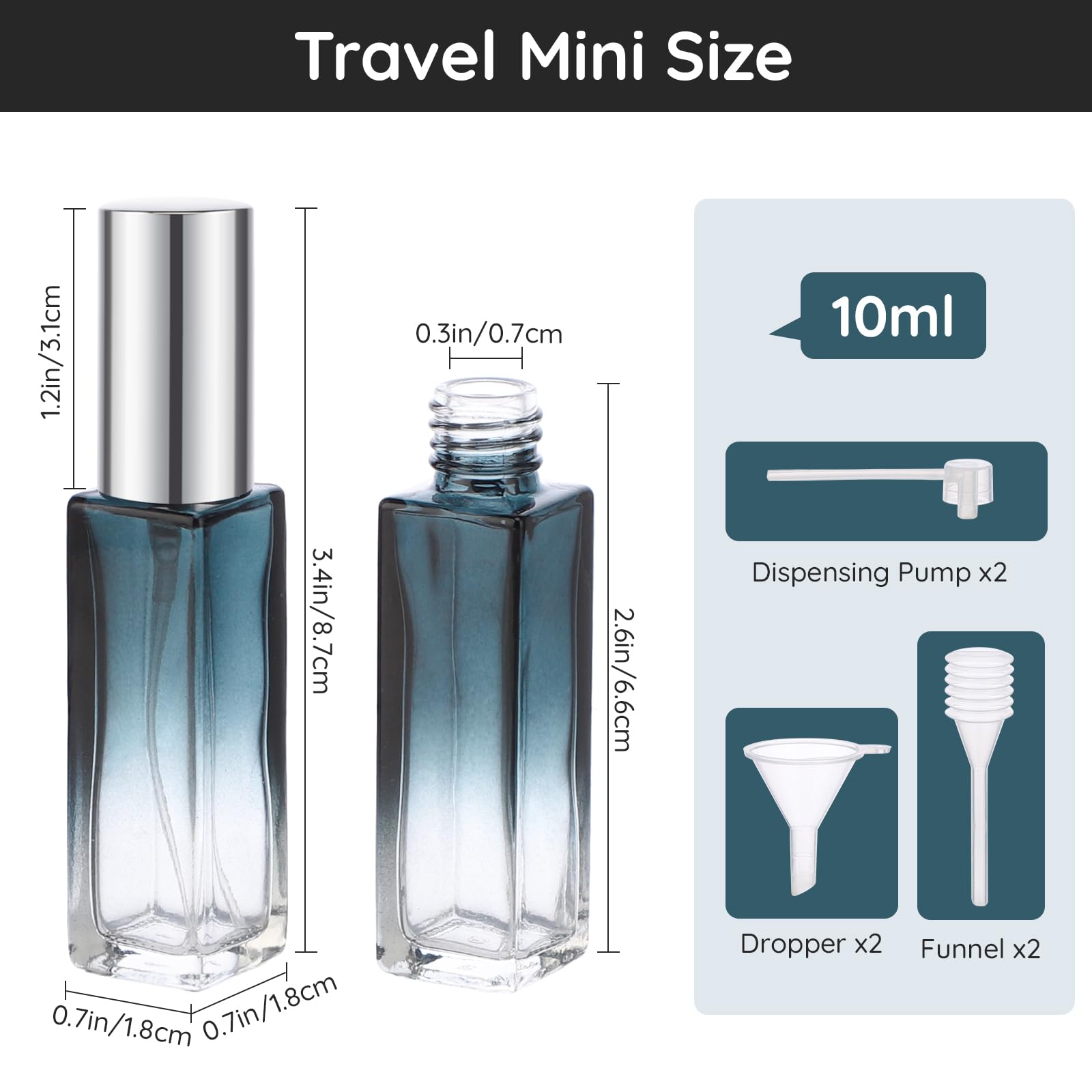 Segbeauty 10Pcs Perfume Travel Refillable, 10Ml Glass Spray Bottles Perfume Atomizer, Mini Travel Size Dispenser Bottle Set Atom