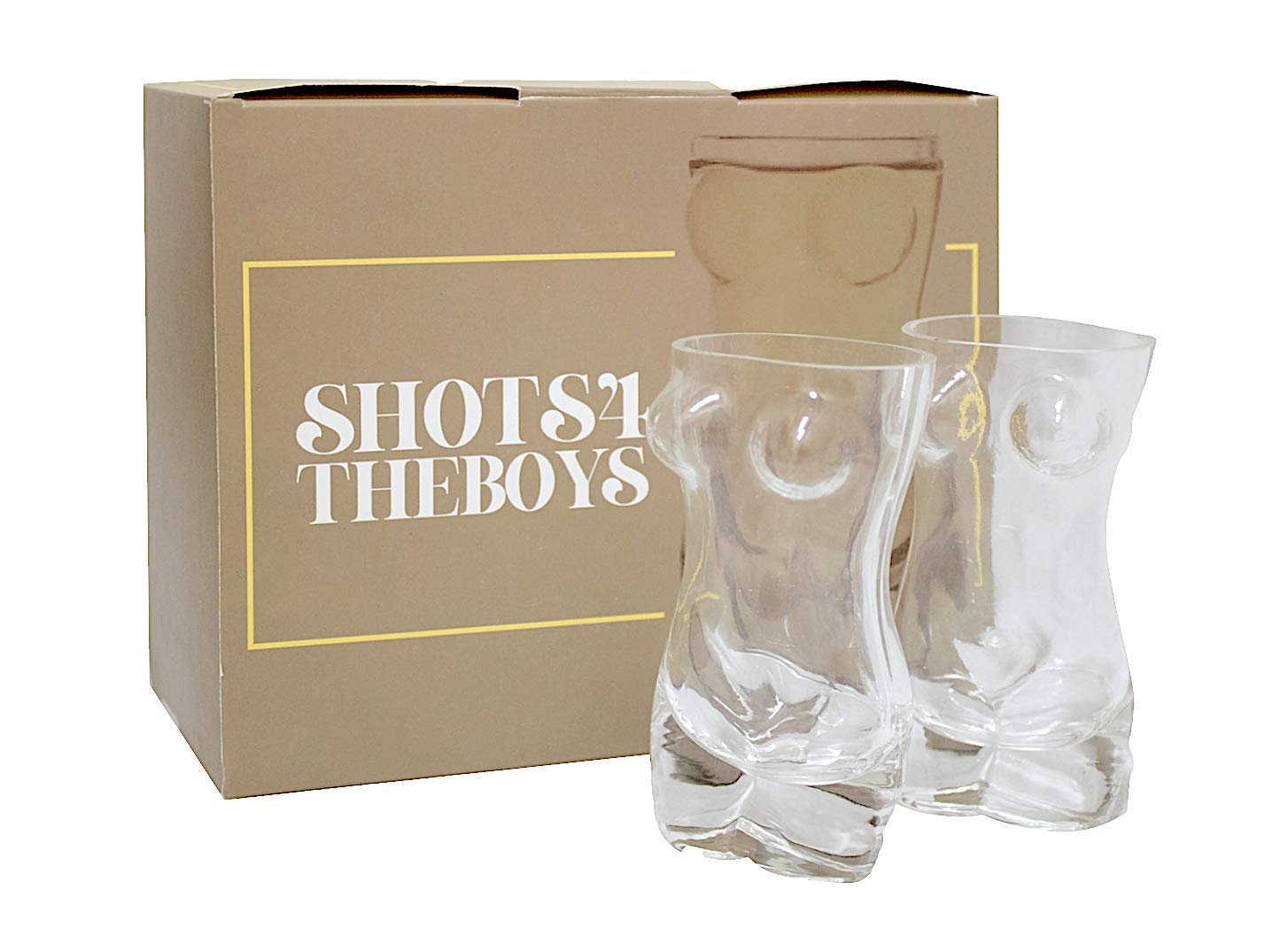 2-Pack Women Body Shaped Shot Glass By Shots4Theboys ; Perfect Funny Gift White Elephant Gift Party Shot Glass