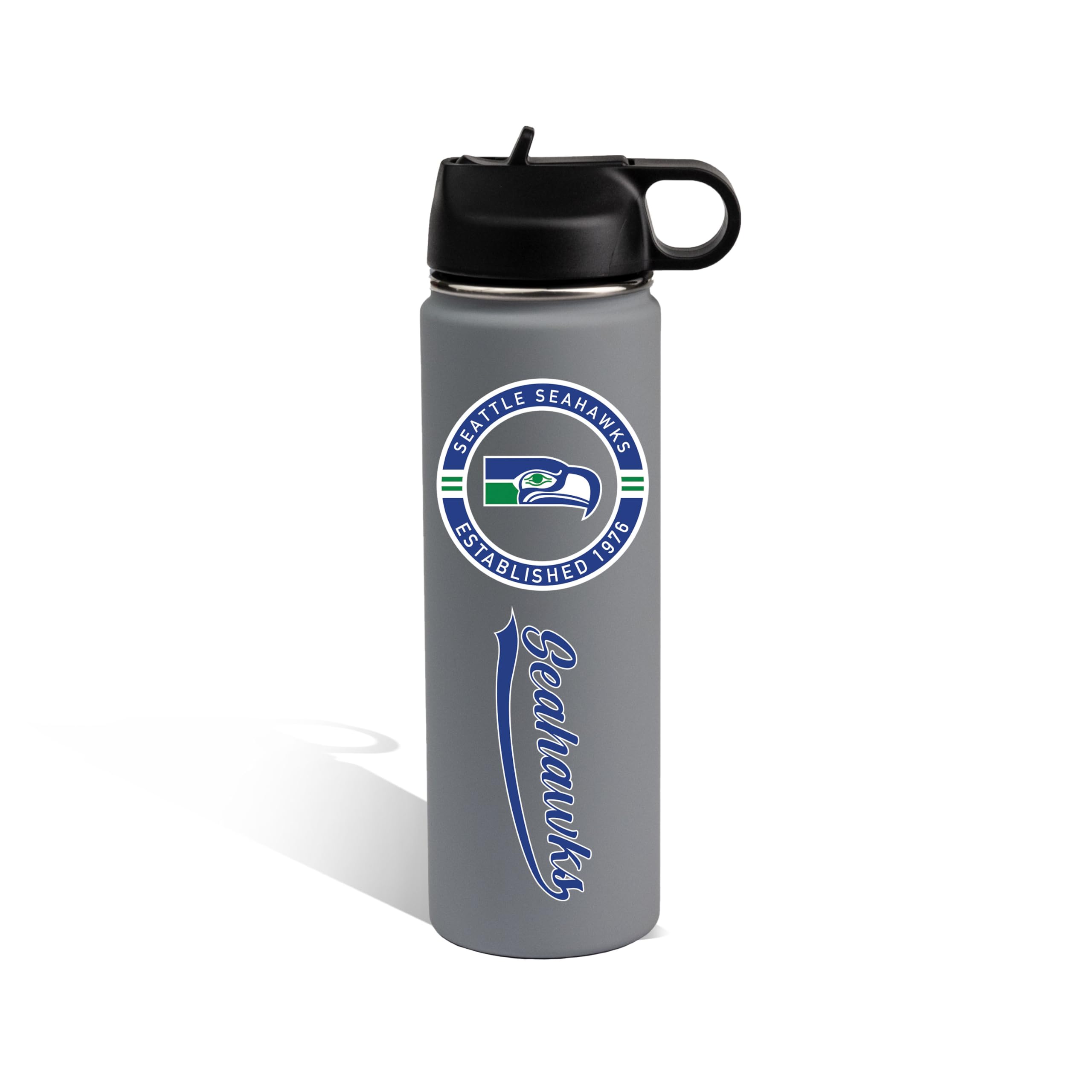 The Memory Company Officially Licensed 22oz Rubberized Water Bottle, Seattle Seahawks