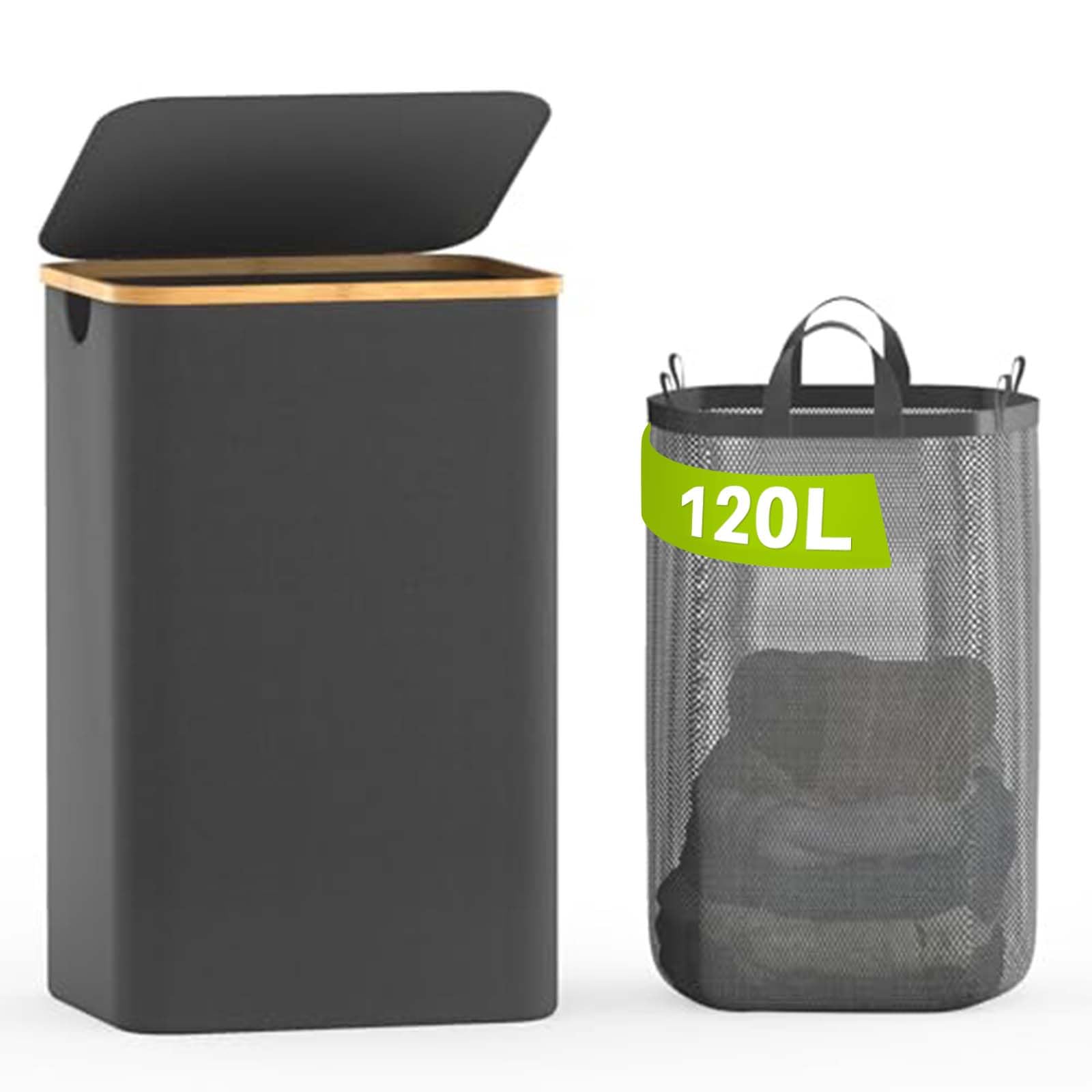 Bathola Laundry Basket With Lid, 120L Clothes Hamper For Laundry Basket, Laundry Hamper Organizer For Bedroom, Laundry Room, Dir