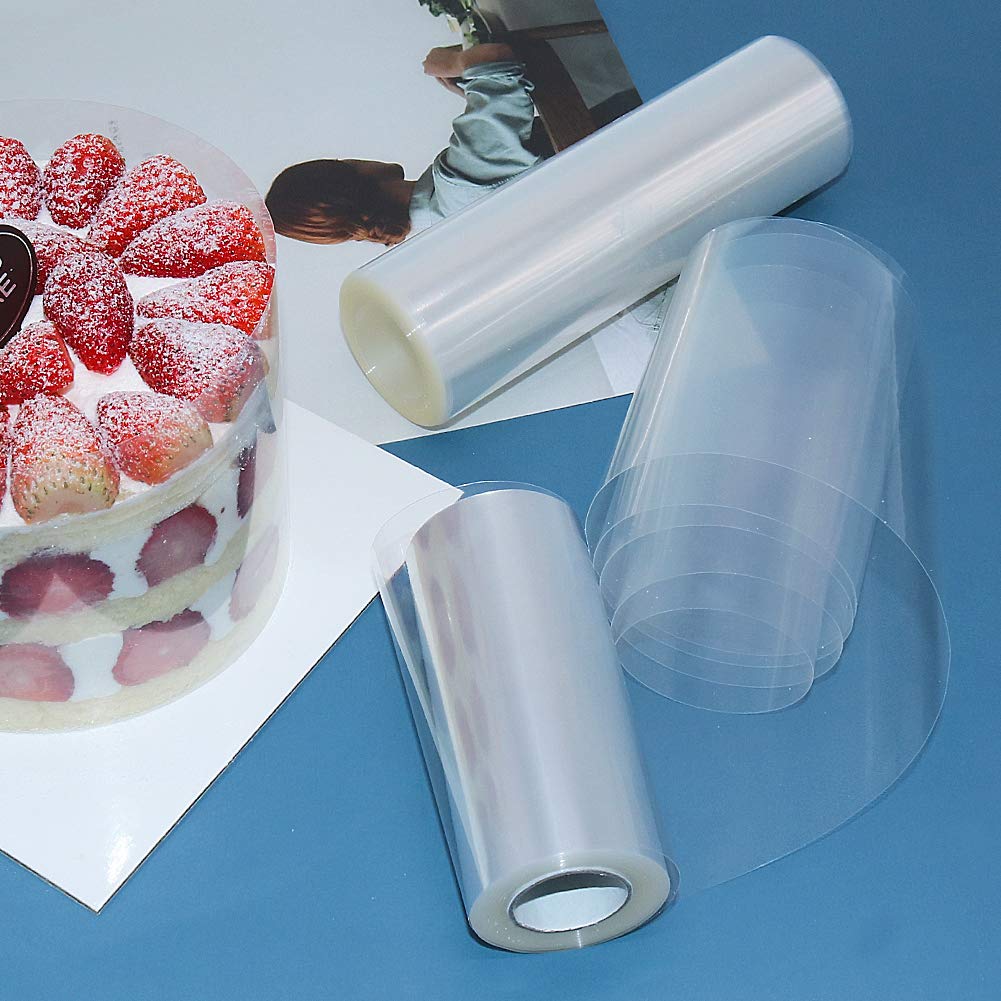 YQL Cake Collar 8 Inch Acetate Cake Collar Roll DIY Acetate Sheet Baking Transparent Mousse Cake Sheets Surrounding Edge Clear Cake Strips for Baking Decorate Shaker Cards Making(8x394 Inch)