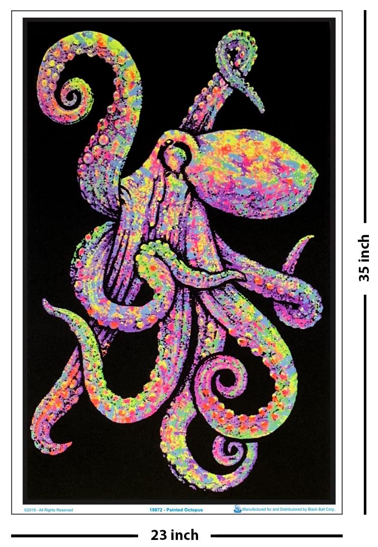 Painted Octopus - Flocked - Blacklight Poster - 23'' X 35''
