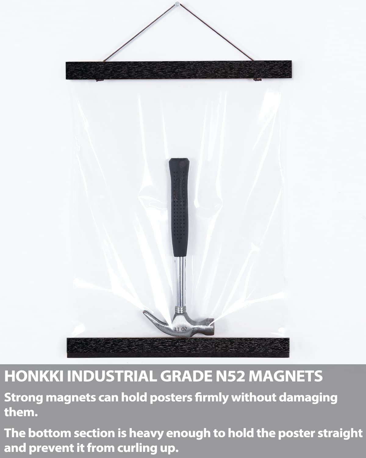 2 Pack Magnetic Poster Hanger Wooden Poster Hangers, 38 Inch, Extra Strong Magnets, Quick Assembly And Easy Use, Wood Poster Han