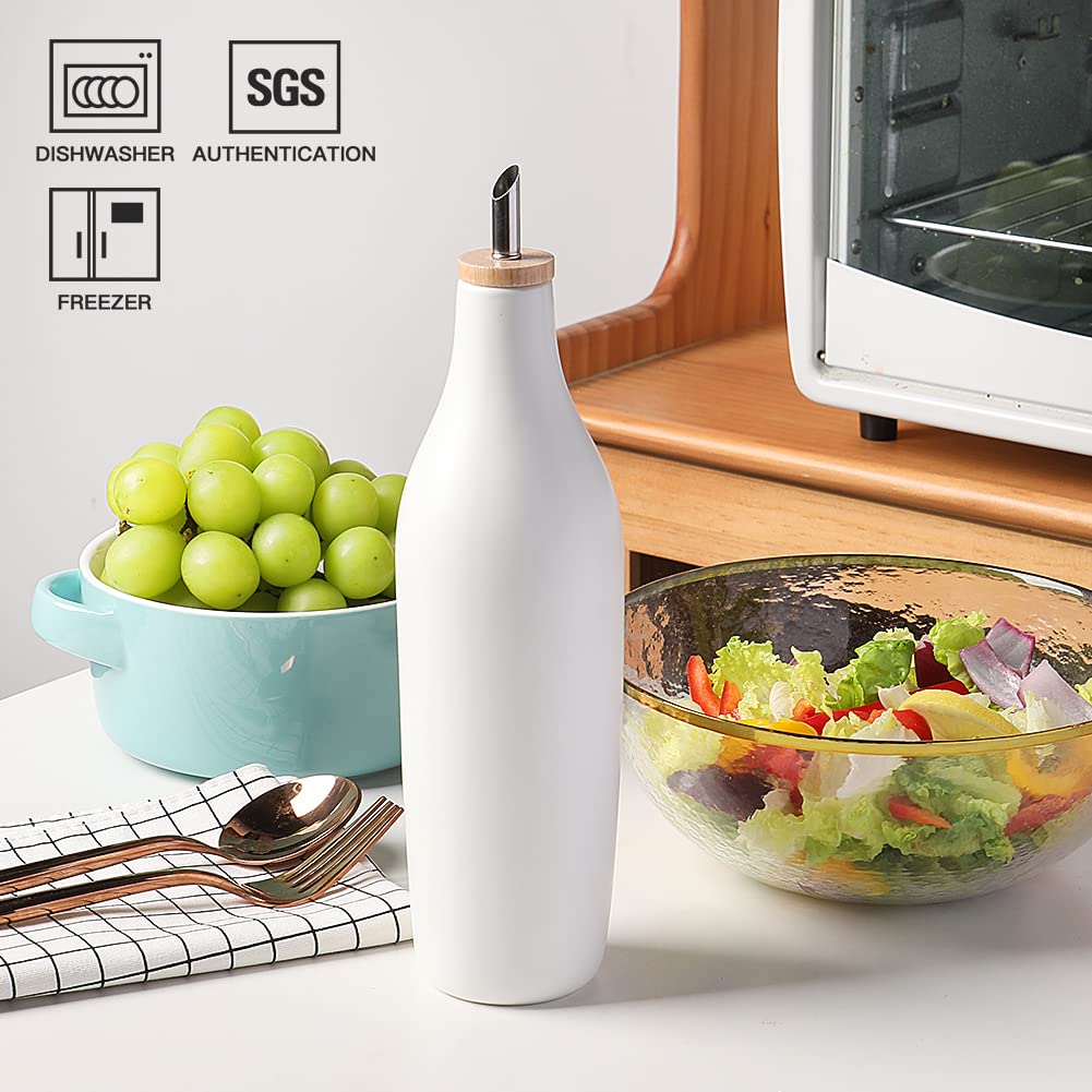 Sweejar Matte Olive Oil Dispenser Bottle For Kitchen Counter, 17 Oz Ceramic Opaque Oil Cruet With Spout, Oil Dispenser For Evoo,