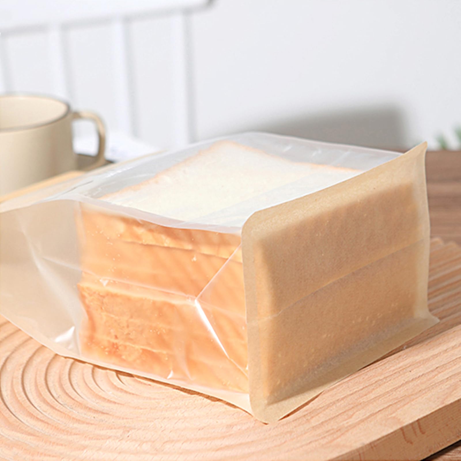 Ocmoiy 50Pcs Bakery Bags With Window, Resealable Tin Tie Tab Lock Bread Storage Bags, Clear Front Snack Bags For Packaging Cooki