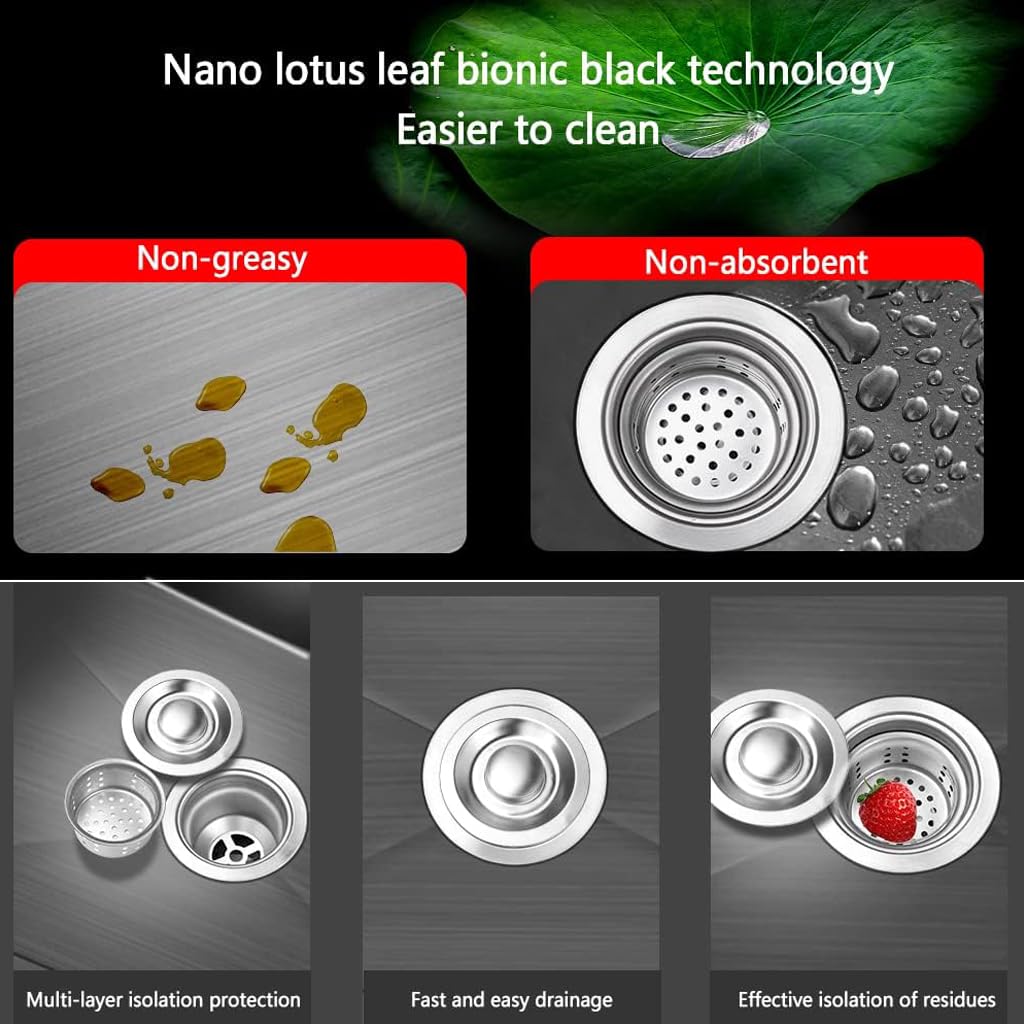 Artline Black Kitchen Sink, Stainless Steel Single Bowl Sink, Drop In/Topmount Workstation Sink With Sliding Accessories, Farmho