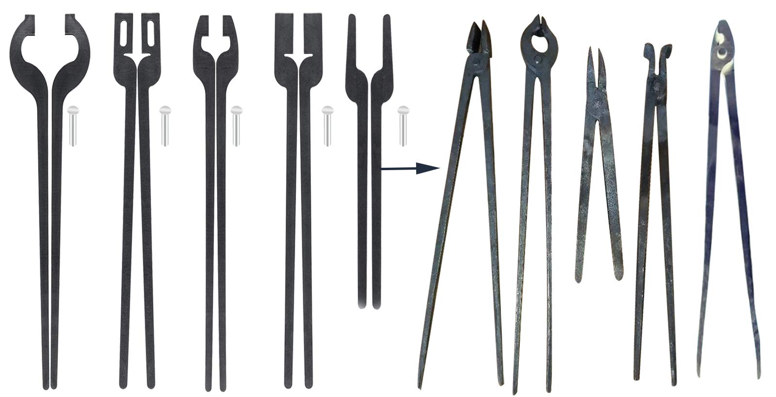 Rapid Tongs Bundle Set Five Type Of Tong Bundles Set Diy Rapid Tongs Comes With Rivet For Beginner Futher Smithing