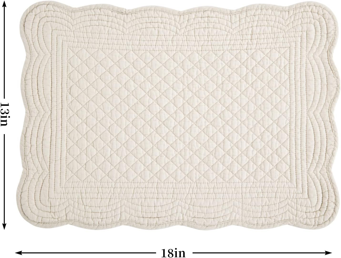 Hombys Quilted Placemats Set Of 4 Washable-Rectangular Placemats For Kitchen Table-100% Cotton Fabric Rectangular Table Mats-Cot