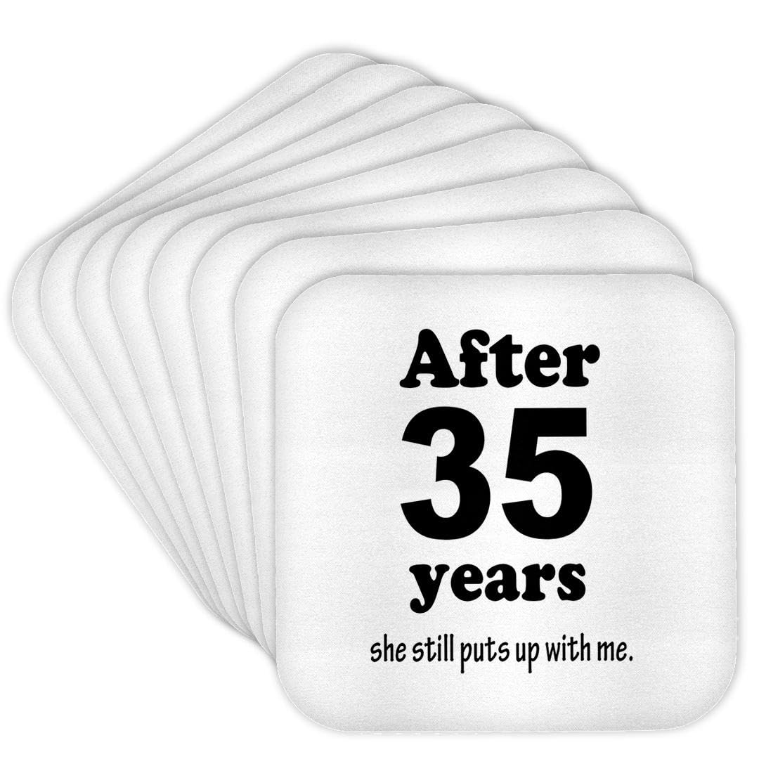 3dRose CST_113699_2 After 35 Years She Still Puts Up with Me-Soft Coasters, Set of 8