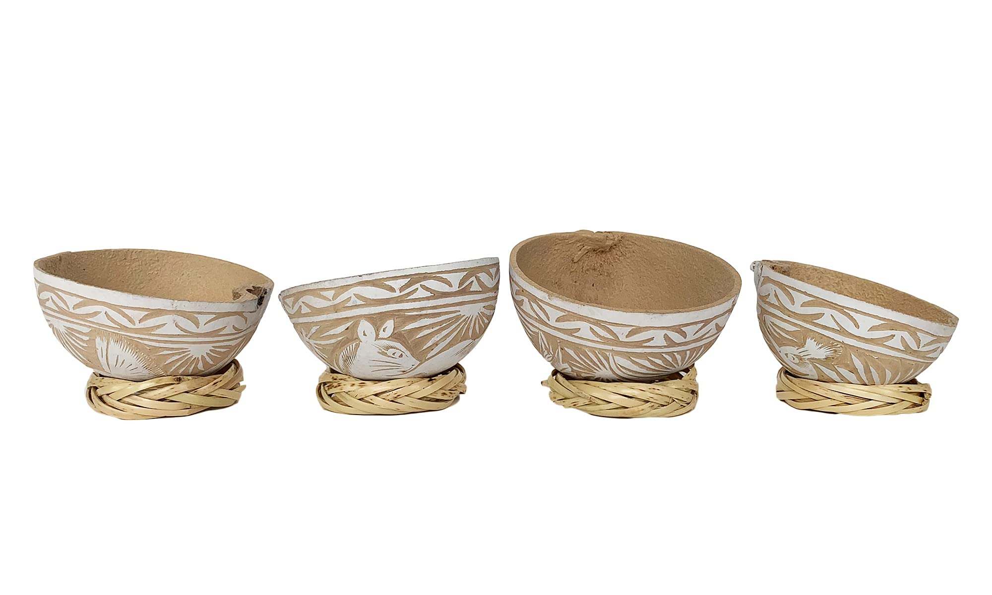 The Curated Pantry Mezcal Jicaras - (Small, Shot Glass Size) - Holds 2-3 Ounces - Hand-Carved From Mexico With Natural Fiber Bas