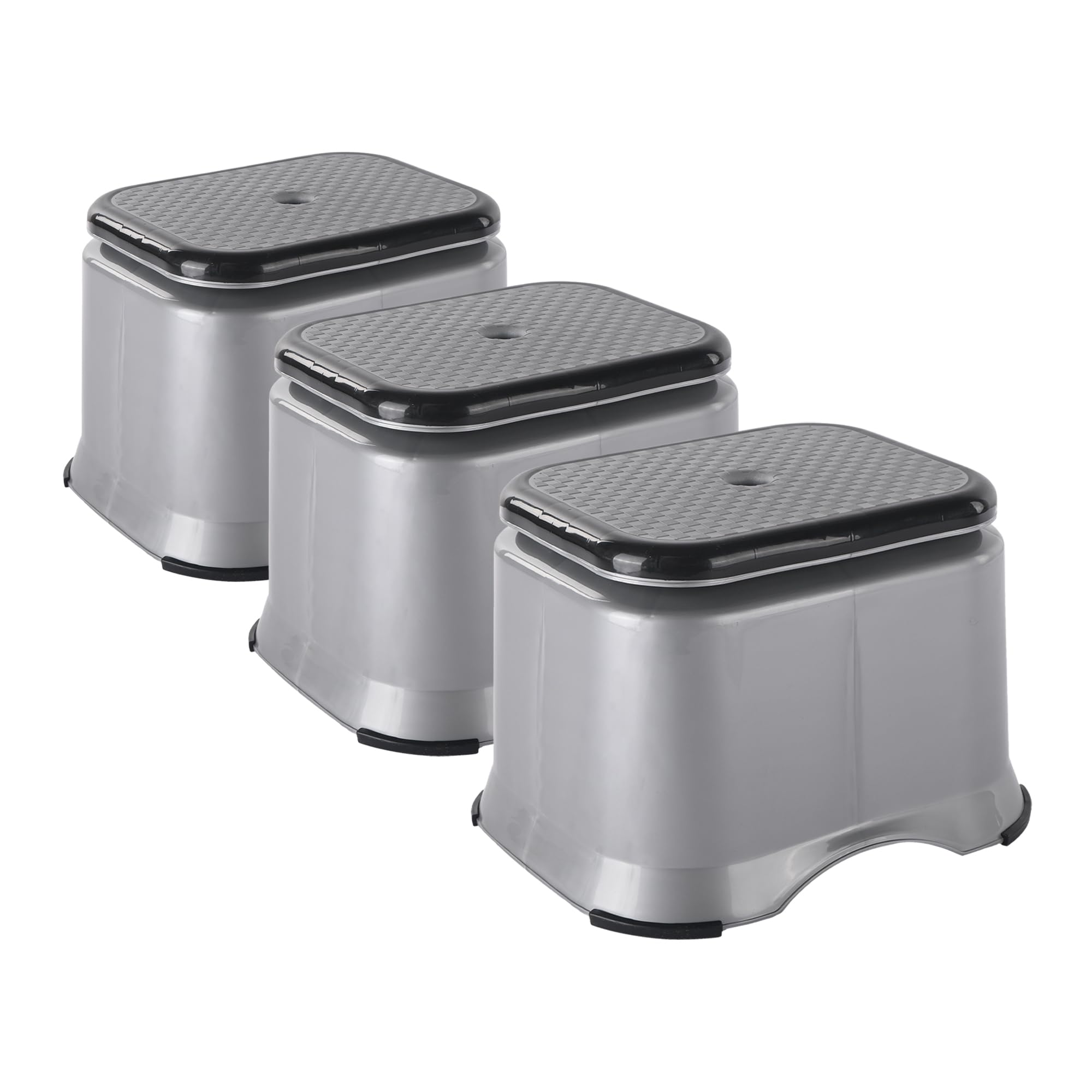 Heart Home Pack Of 3 Anti-Slip Bathroom Stool For Bathing | Comfortable Indoor & Outdoor Machiya For Sitting | Durable Adults Ba