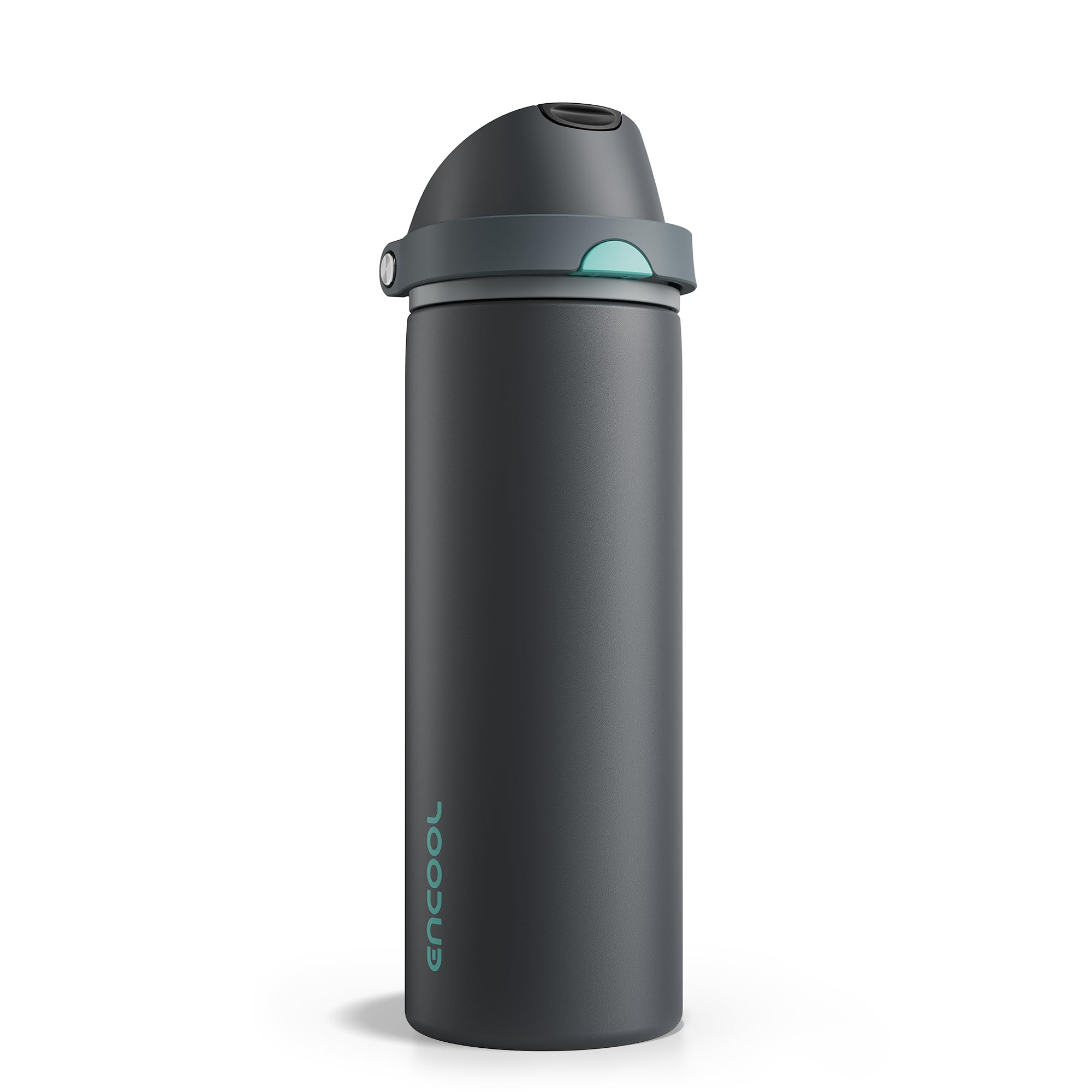 Insulated Water Bottle with Straw - Encool Stainless Steel Water Bottle with Push Button Lid, Leak-Proof & BPA-Free, Keeps Cold 